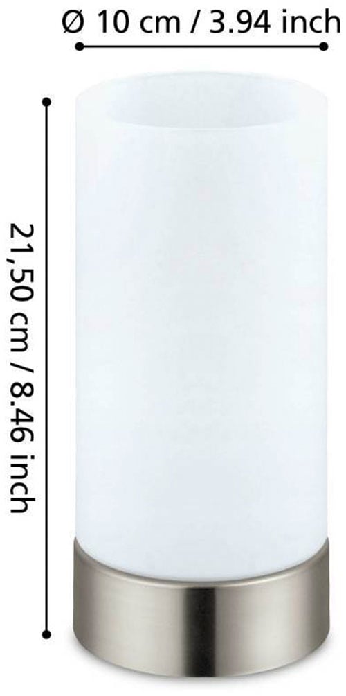 EGLO Tischleuchte »DAMASCO 1 Tischlampe, weiß, nickel-matt, exkl. Leuchtmittel«, 1 flammig, Leuchtmittel E27 | Leuchtmittel wechselbar-ohne Leuchtmittel, Nachttischlampe, Schreibtisch, Büro, elegant und zeitlos, 21,5x10cm
