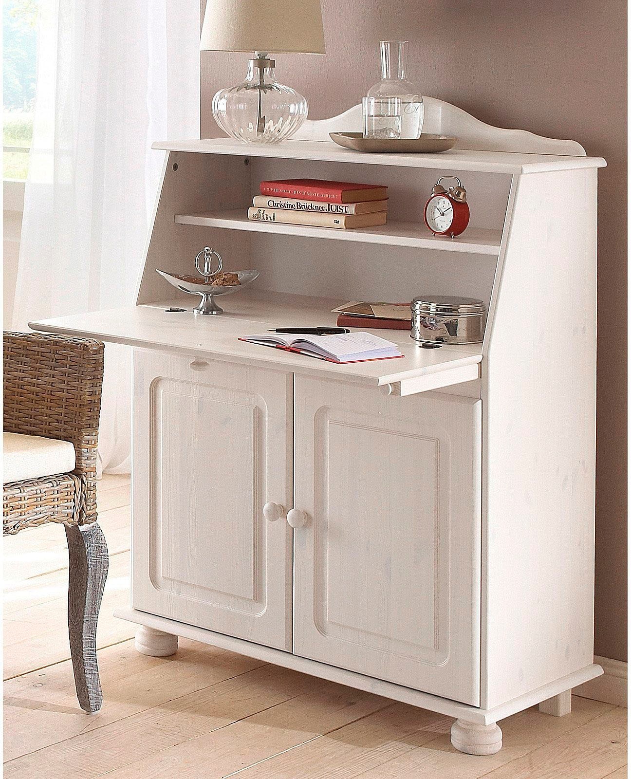 Home affaire Sekretär »Mette, Schreibtisch im Landhausstil,«, aus Massivholz, Breite 82 cm