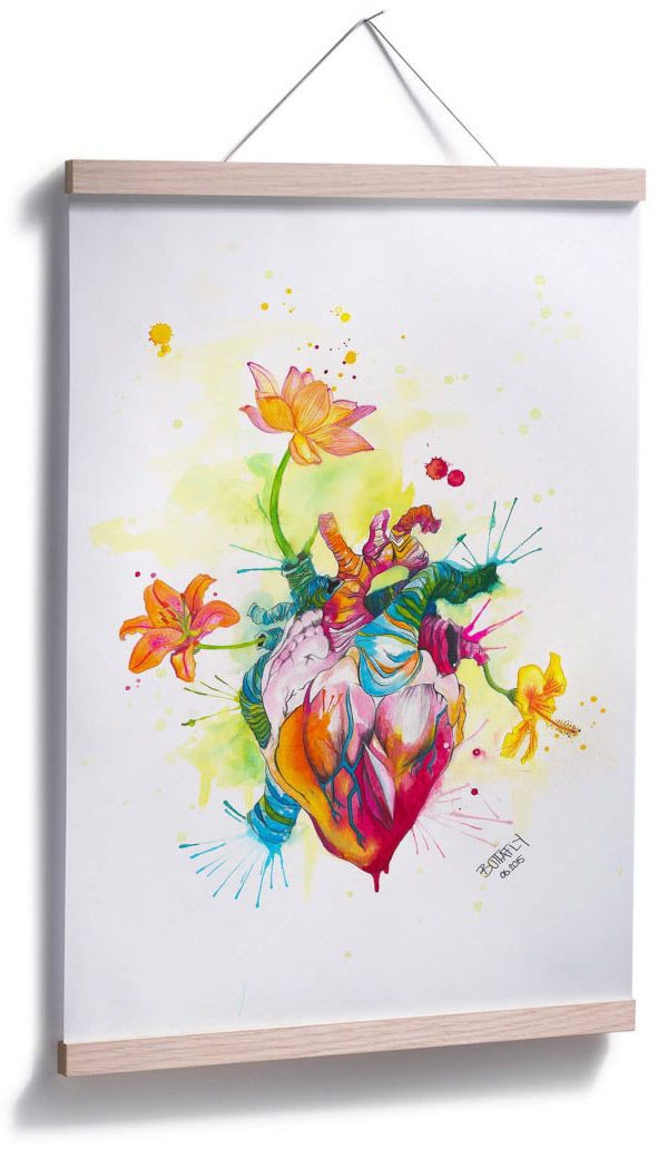 Wall-Art Poster »Nature Beating Heart«, Schriftzug, (1 St.), Poster,  Wandbild, Bild, Wandposter bequem bestellen | Poster