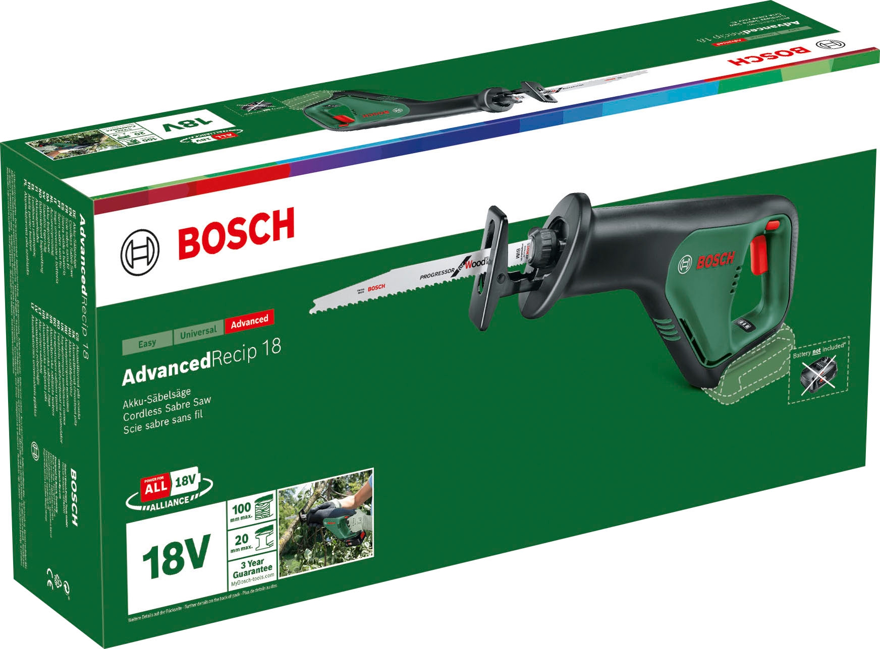Bosch Home & Garden Akku-Säbelsäge 3 | kaufen Ladegerät Garantie XXL Akku Jahren ohne »AdvancedRecip online 18«, mit und