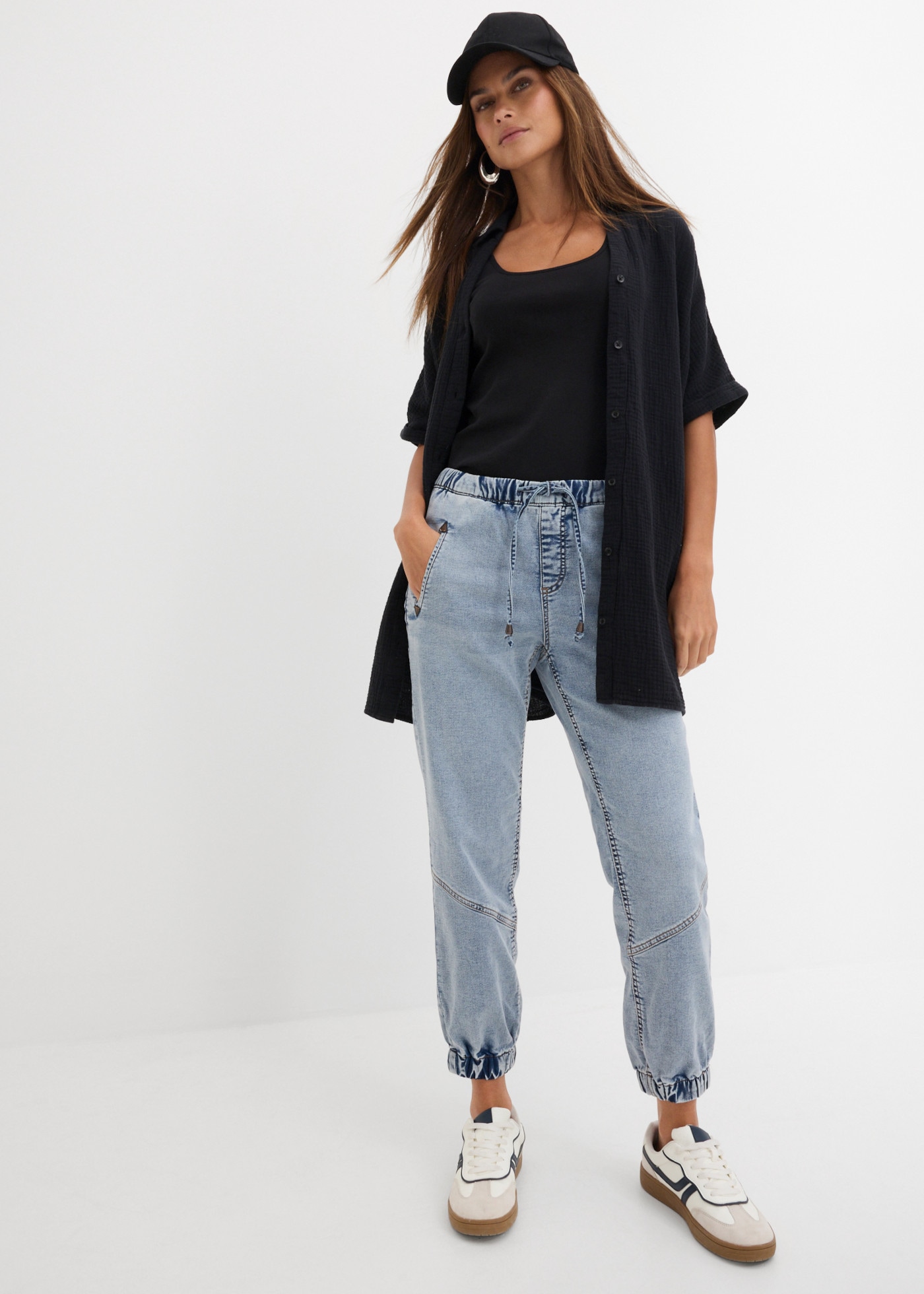 bonprix Jeansjeggings loose fit Passform, aus Baumwolle, Polyester und Elasthan