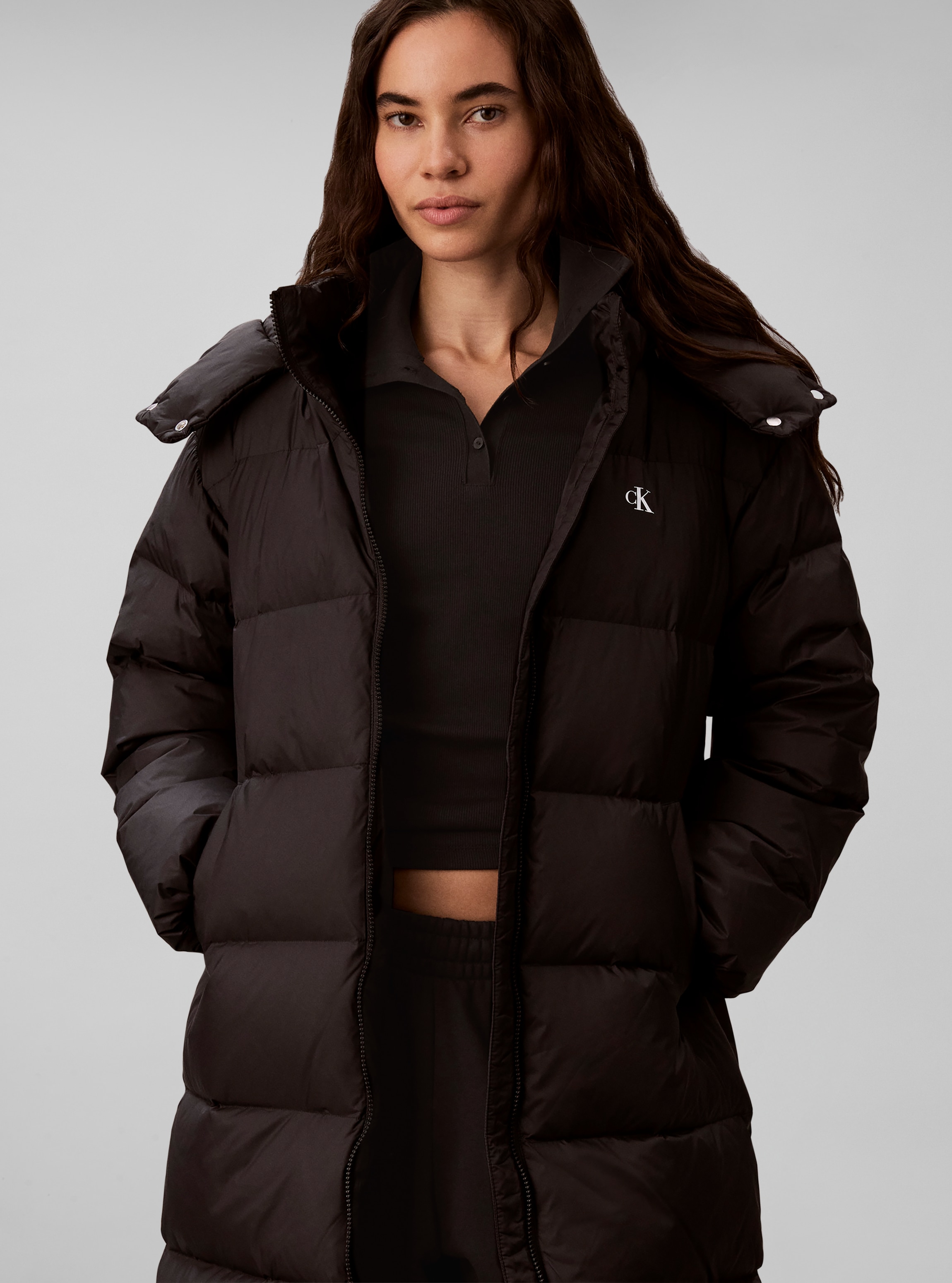 Calvin Klein Jeans Steppmantel »ESSENTIAL LONG DOWN PUFFER« Regular fit mit Kapuze