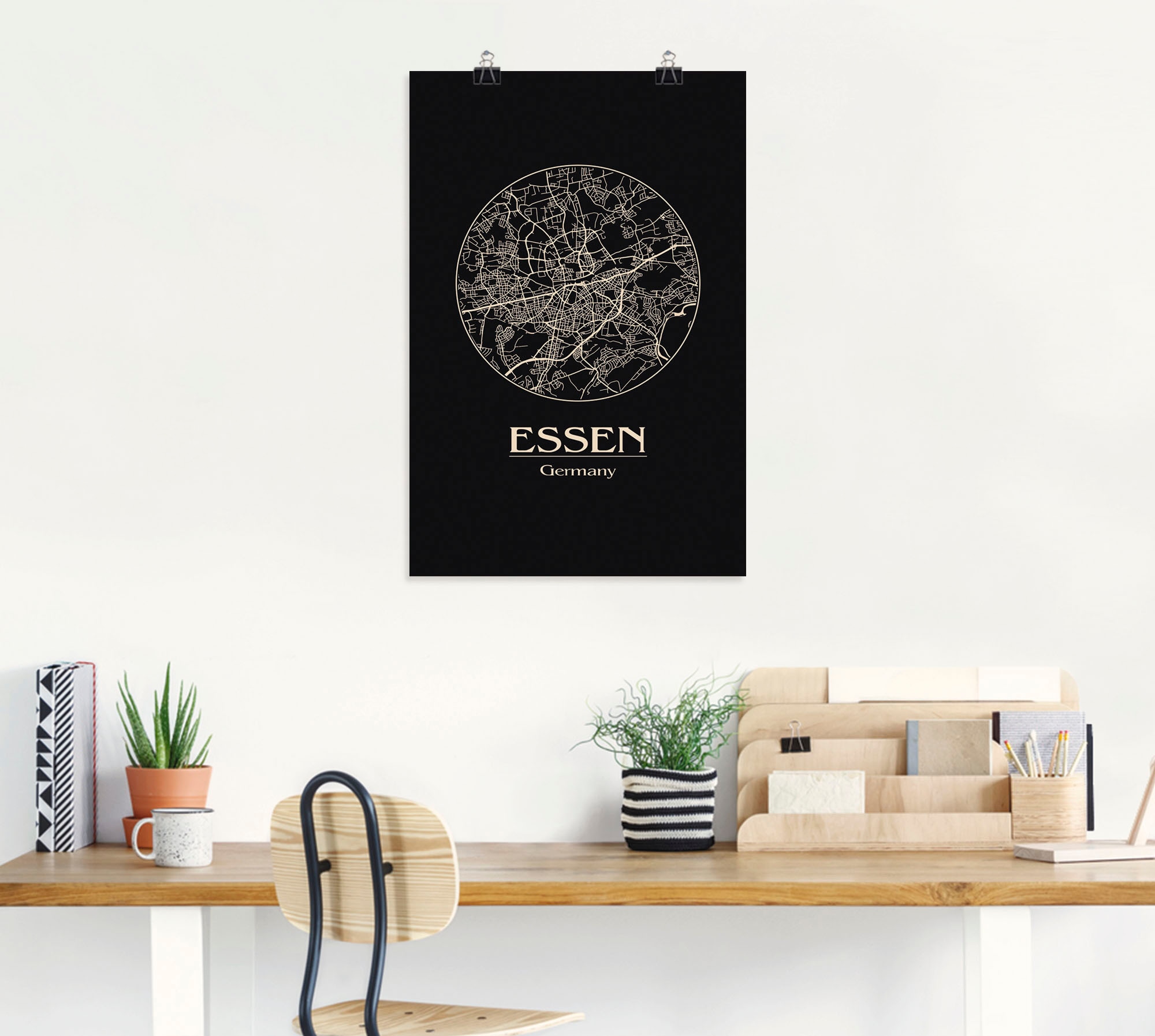 Artland Poster »Retro Karte Essen Deutschland Kreis« Deutschland 1 Stk. tlg. als Alubild, Leinwandbild, Wandaufkleber oder Poster in versch. Größen