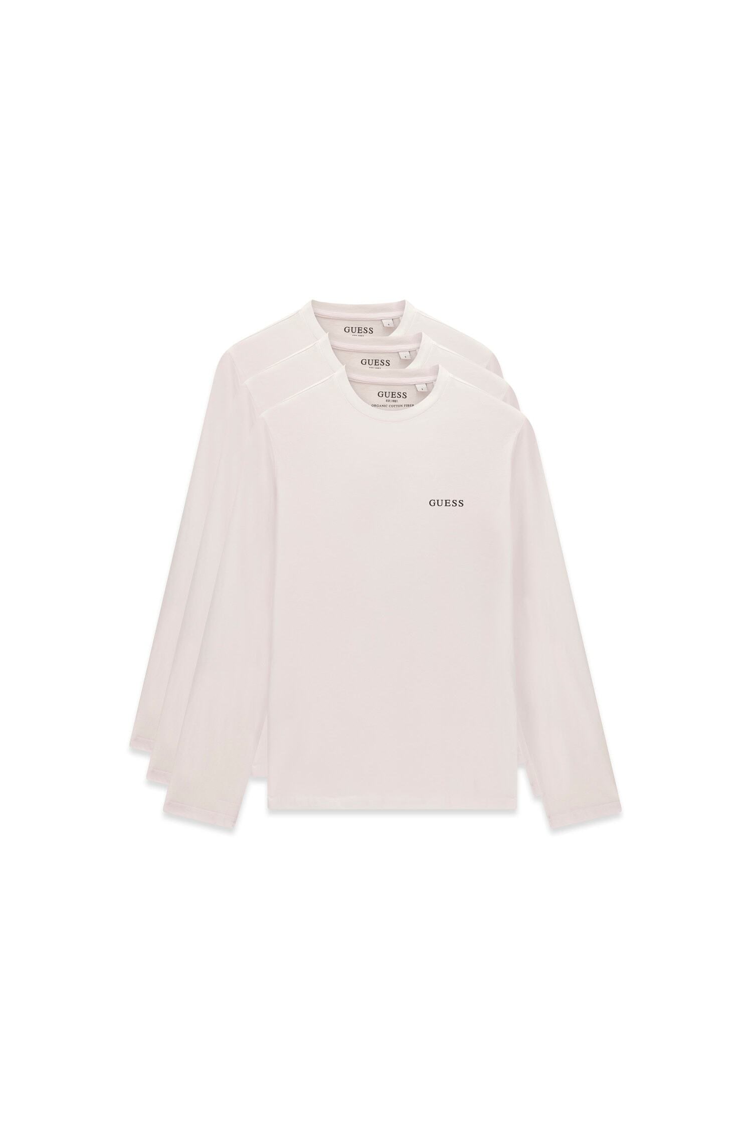 Guess Langarmshirt »TEE CN LS 3 PACK« Packung, 3 aus reiner Baumwolle