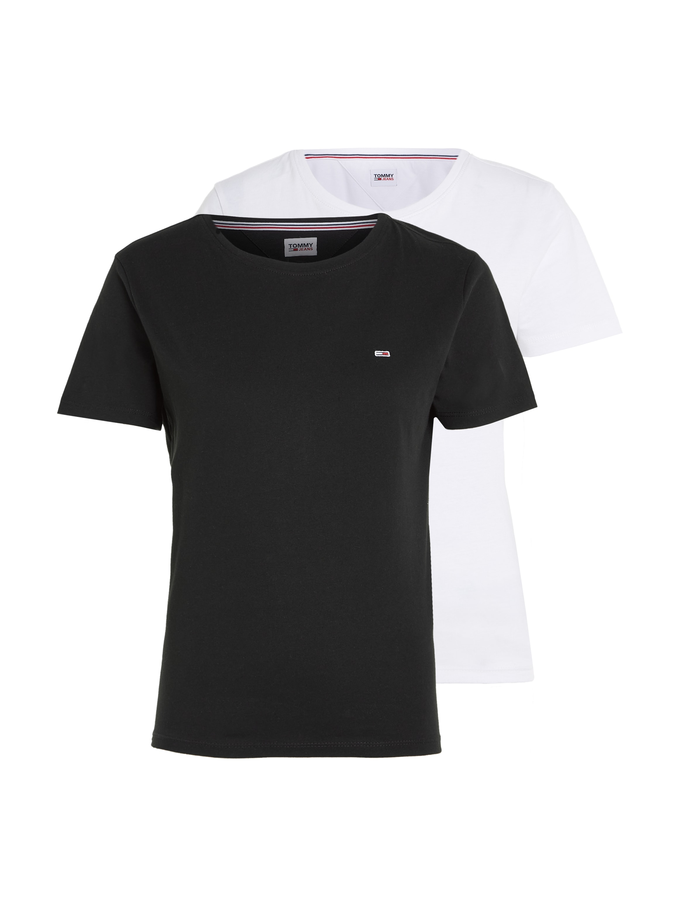 Rundhalsshirt »TJW 2PACK SOFT JERSEY TEE«, mit Tommy Jeans Logo-Flag-Stickerei