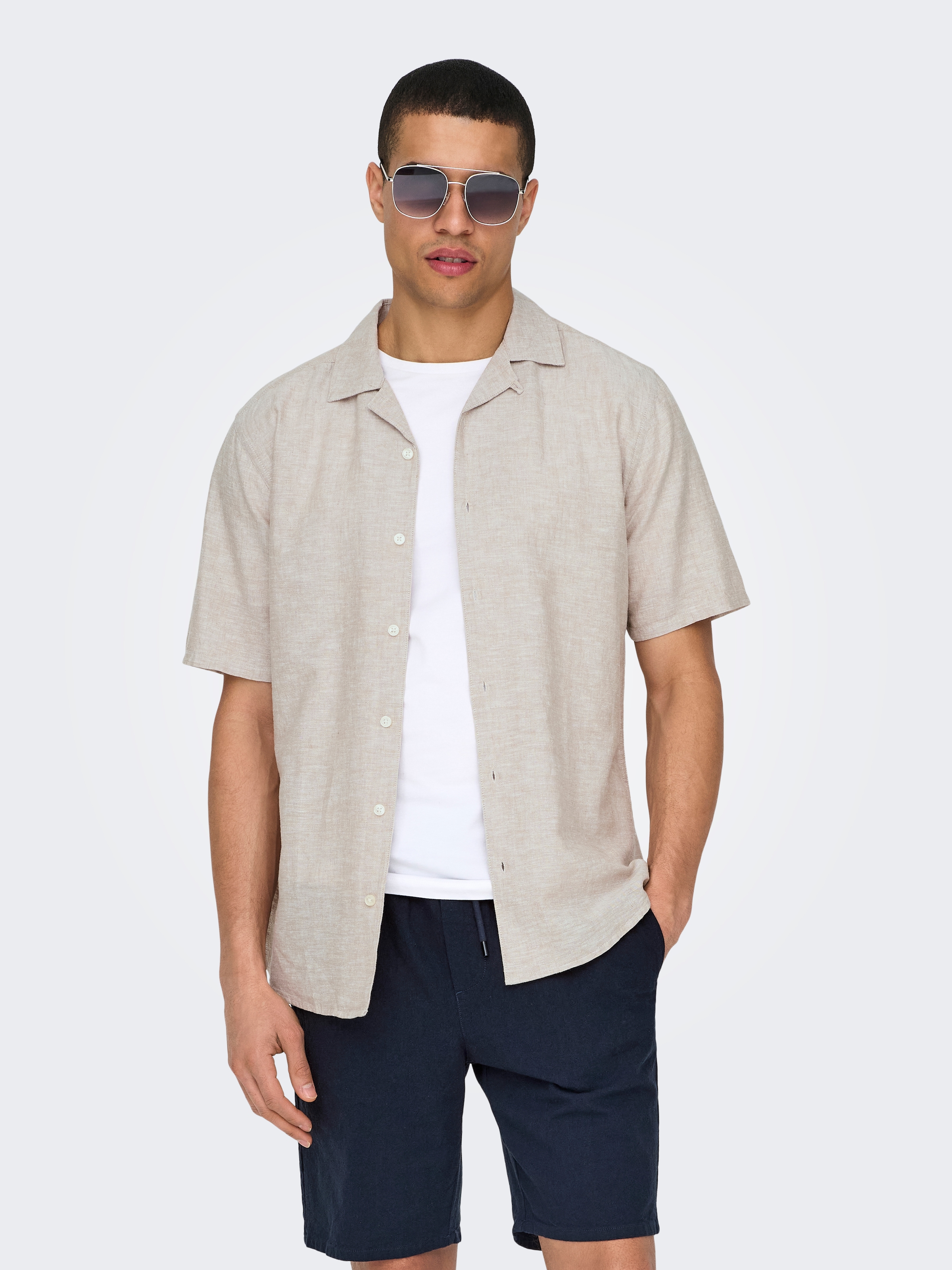 ONLY & SONS Kurzarmhemd »ONSCAIDEN SS SOLID RESORT LINEN NOOS«