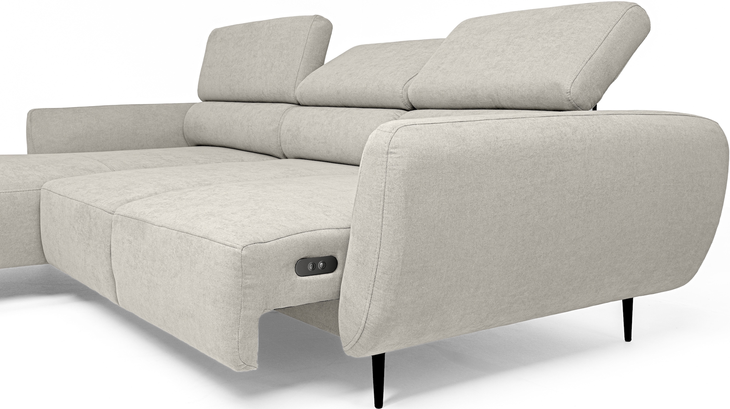 WERK2 Ecksofa »Alisson, mit elektrischer Sitztiefenverstellung, L-Form, Breite 277 cm« Alisson – flexibler Komfort mit modernem Design und smarten Details.