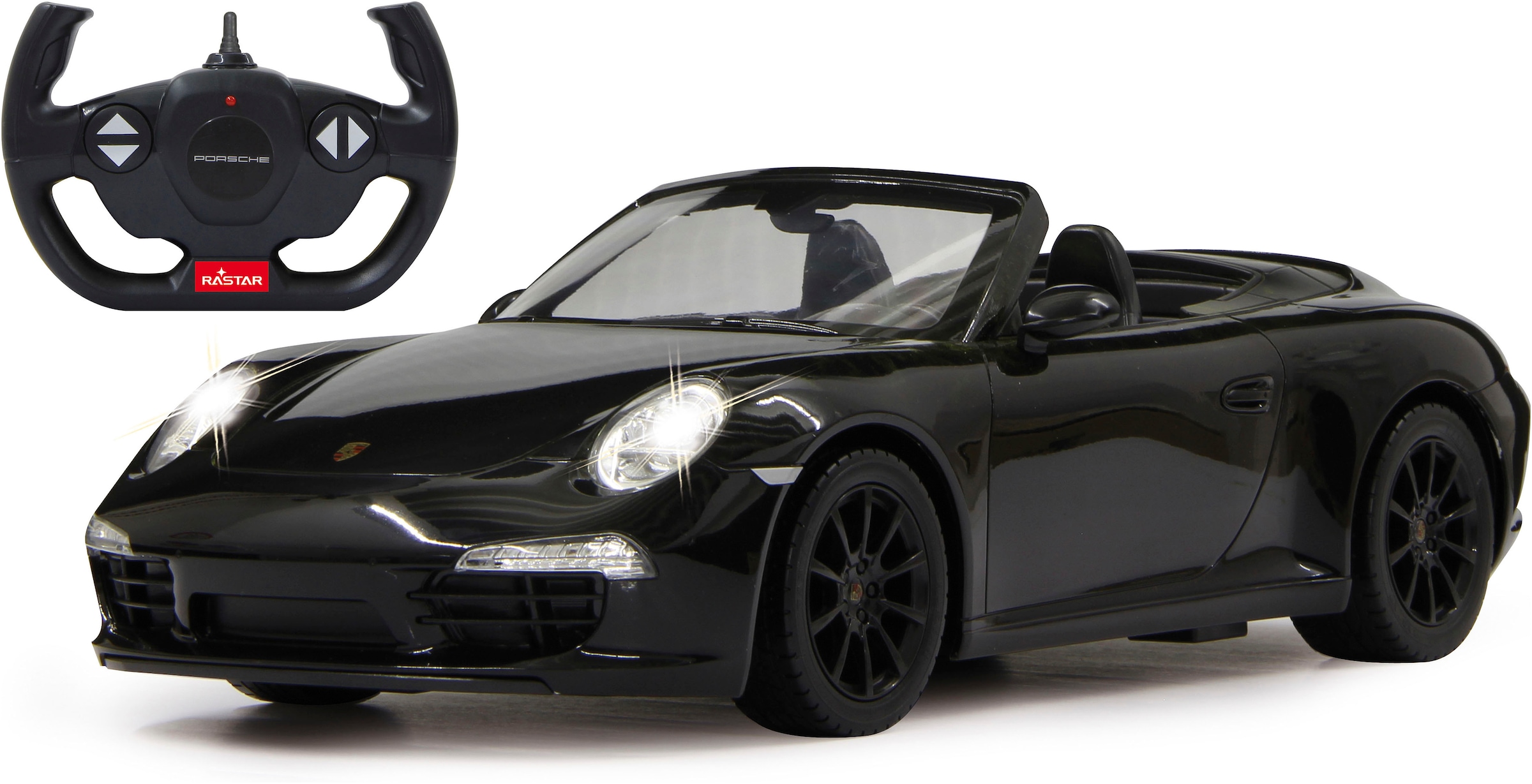 Jamara RC-Auto »Deluxe Cars, Porsche 911 Carrera S, 1:12, schwarz, 2,4GHz«, mit LED-Licht