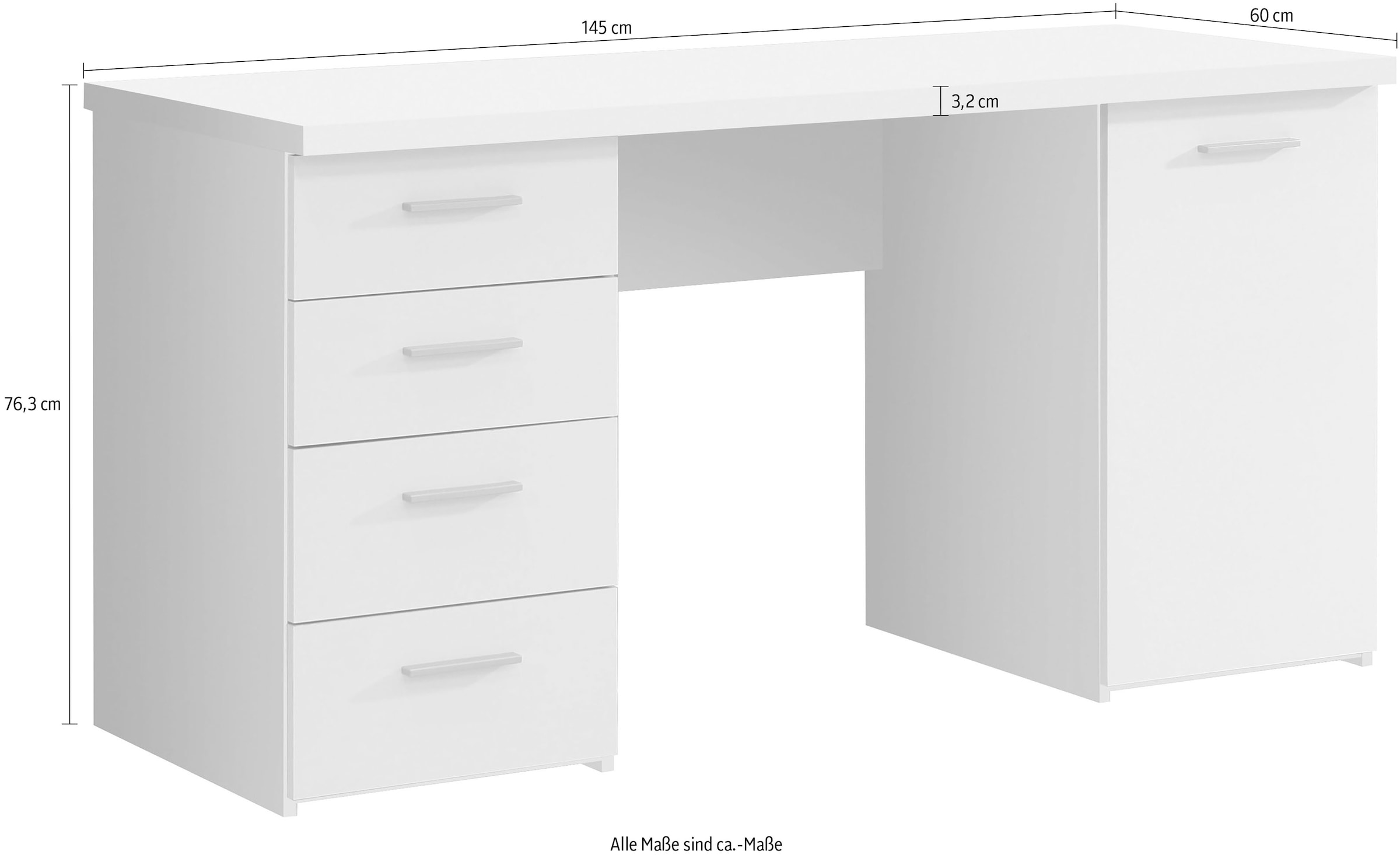 FORTE Schreibtisch »Netta«, Breite 145 cm, mit Schubladen