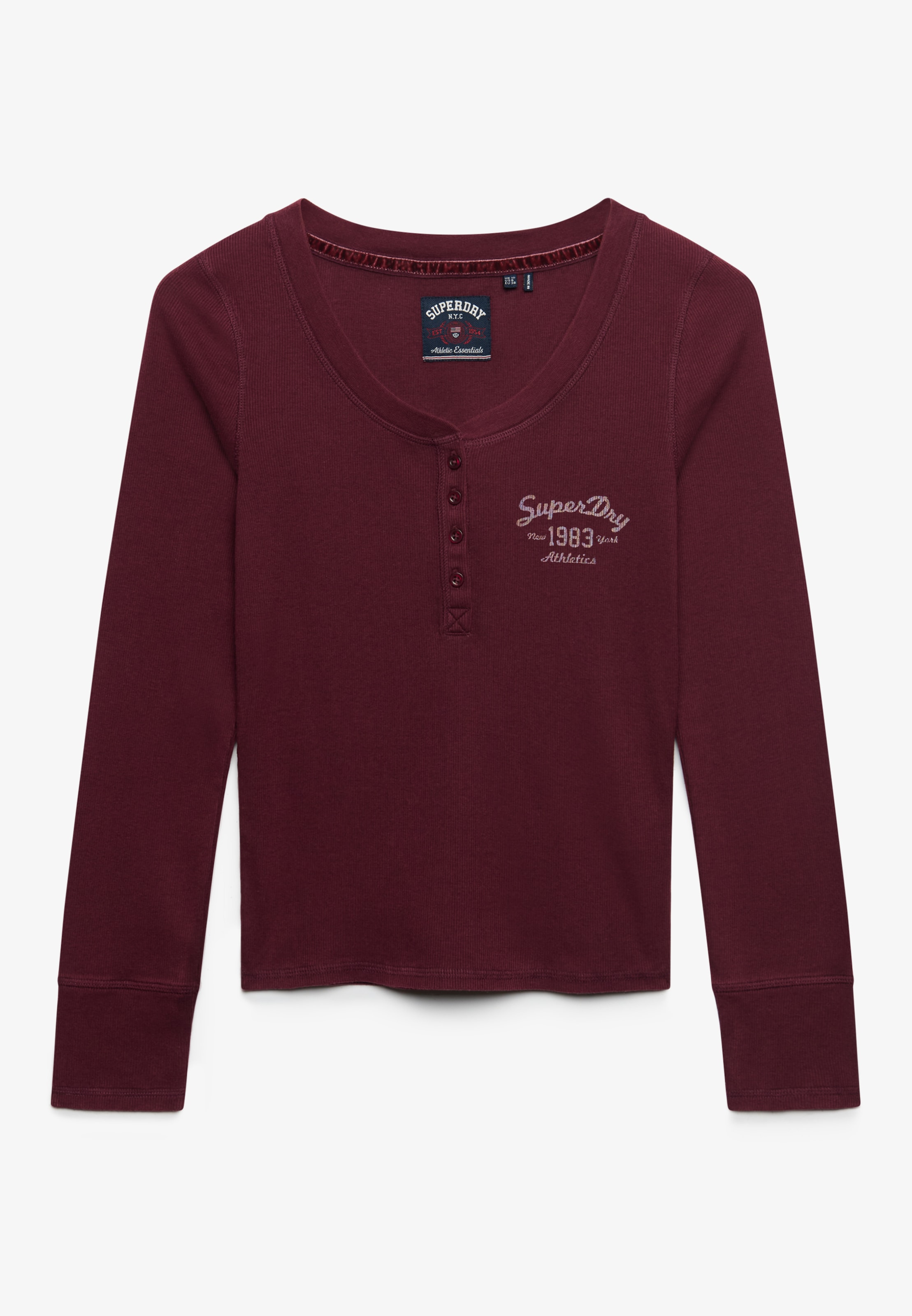 Superdry Henleyshirt »ATHLETIC BUTTON DOWN LS TOP« Baumwollmischung, skinny fit
