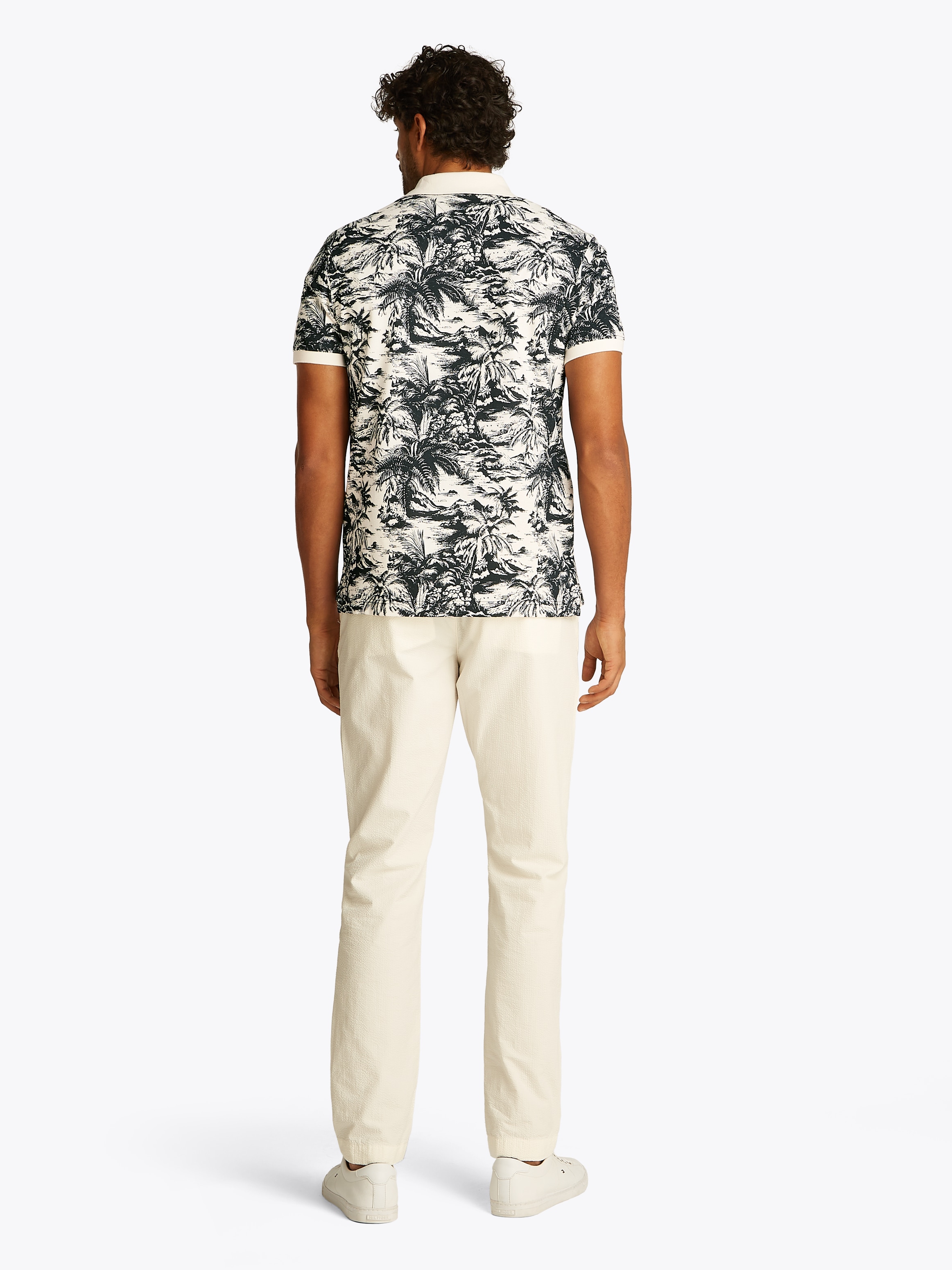 Tommy Hilfiger Poloshirt »ALL OVER PRINT LINEN REG POLO«, mit Palmenprint