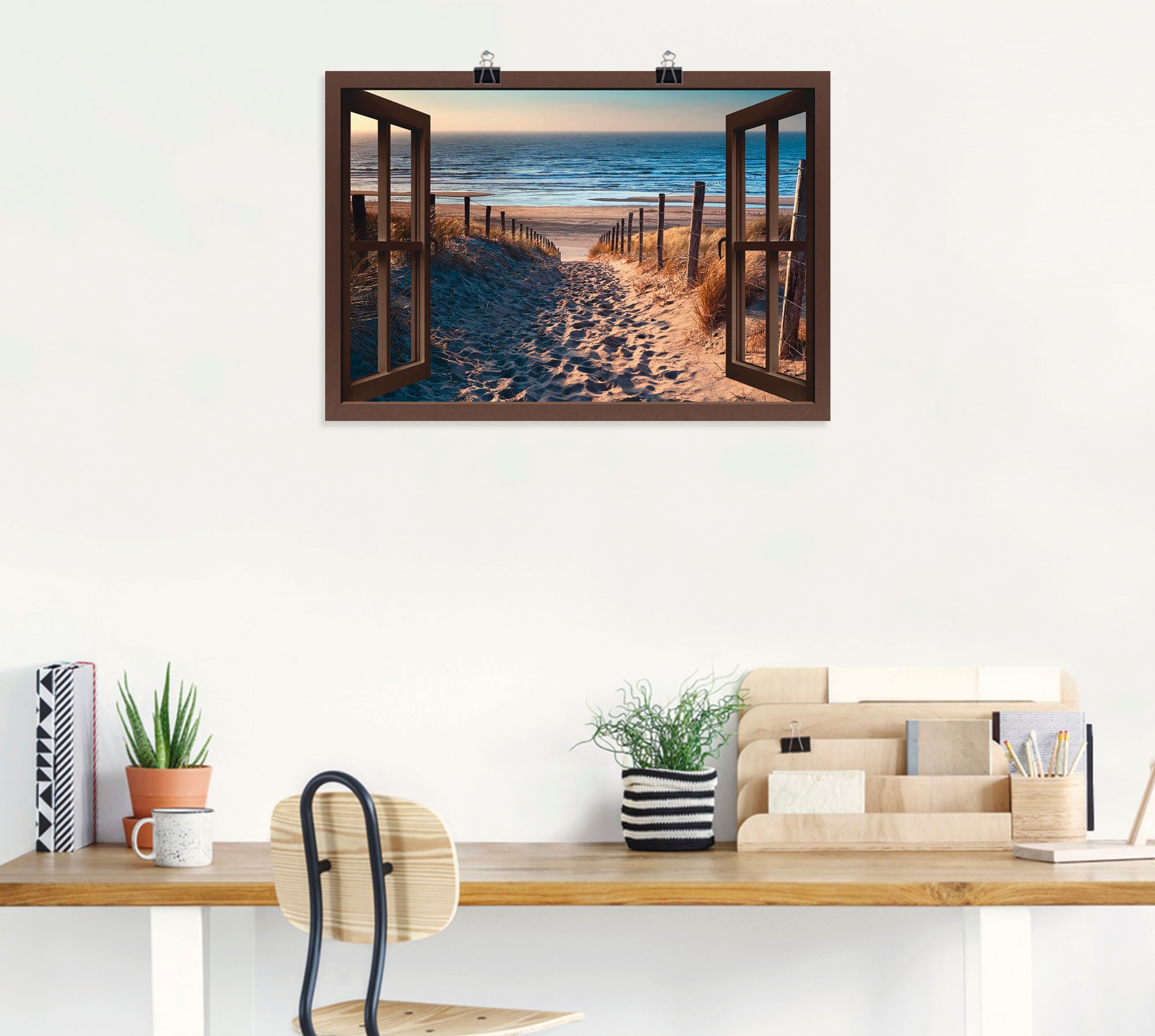 Nordseestrand«, als versch. Größen bestellen in Poster Leinwandbild, Weg zum St.), Strand, Raten Wandbild Wandaufkleber auf »Fensterblick (1 Artland oder