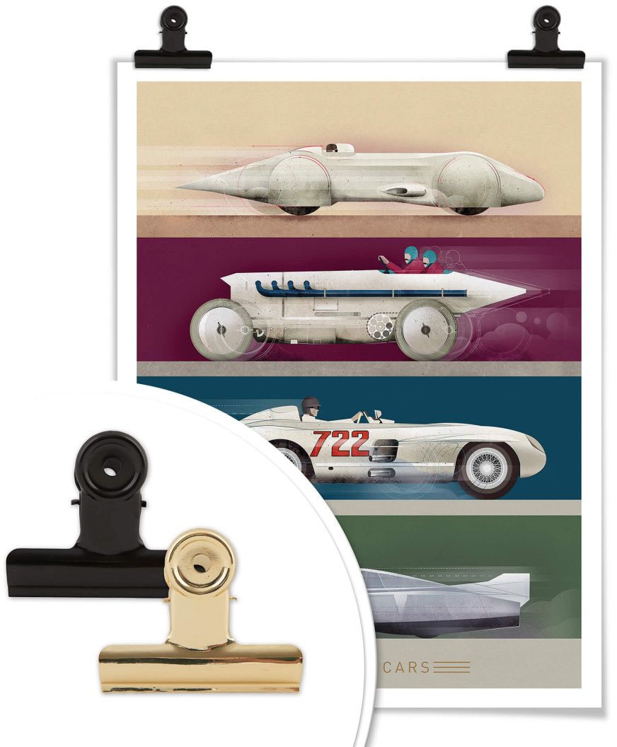 Wall-Art Poster »Vintage Auto Retro Rennwagen«, Autos, (1 St.), Poster,  Wandbild, Bild, Wandposter auf Raten kaufen
