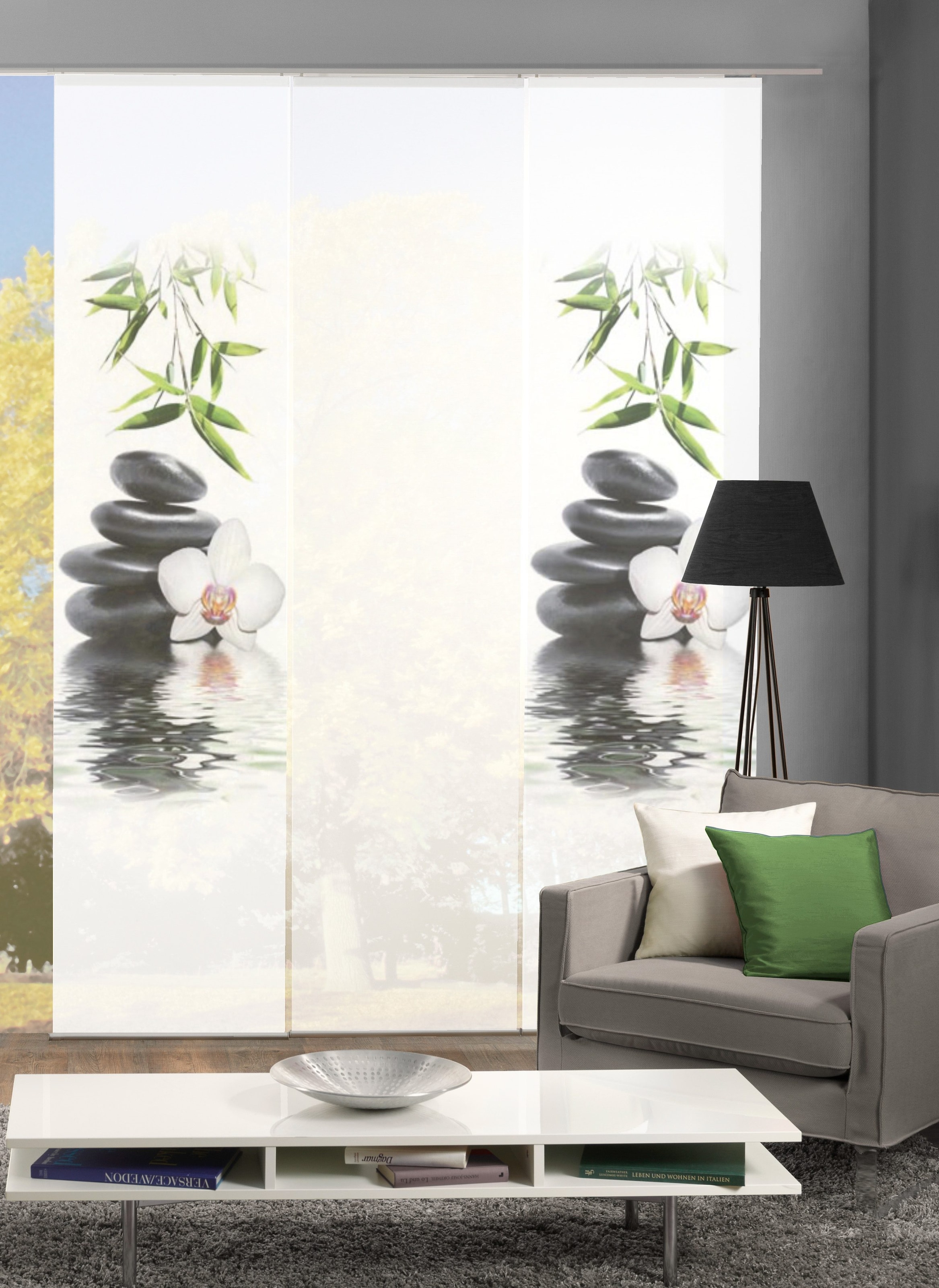 HOME WOHNIDEEN Schiebegardine »RUSKIN« Klettband 3 Stk. tlg. HxB: 245x60, inkl. Befestigungszubehör