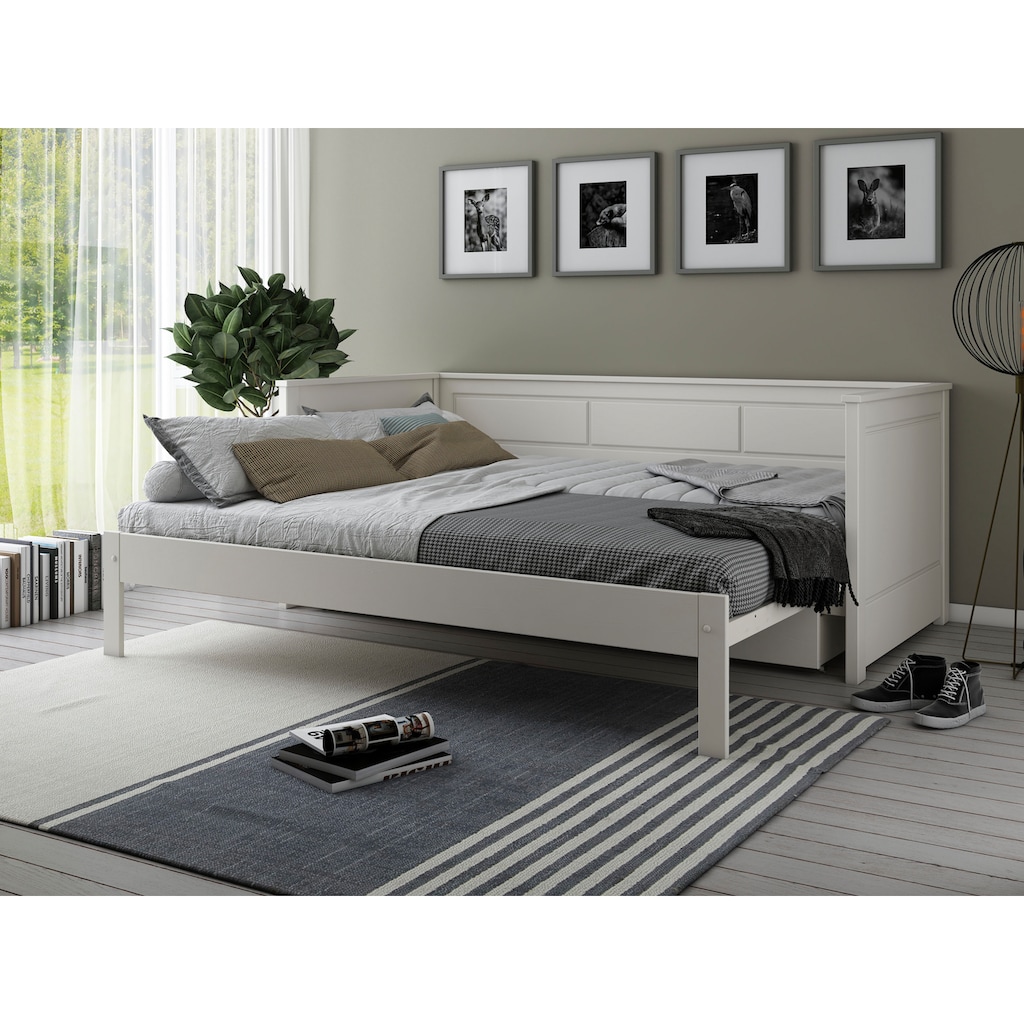 Lüttenhütt Funktionsbett »" ERIK " BESTSELLER! Zertifiziertes Massivholz«, Daybed, zweiter Schlafplatz ausziehbar, Schublade optional