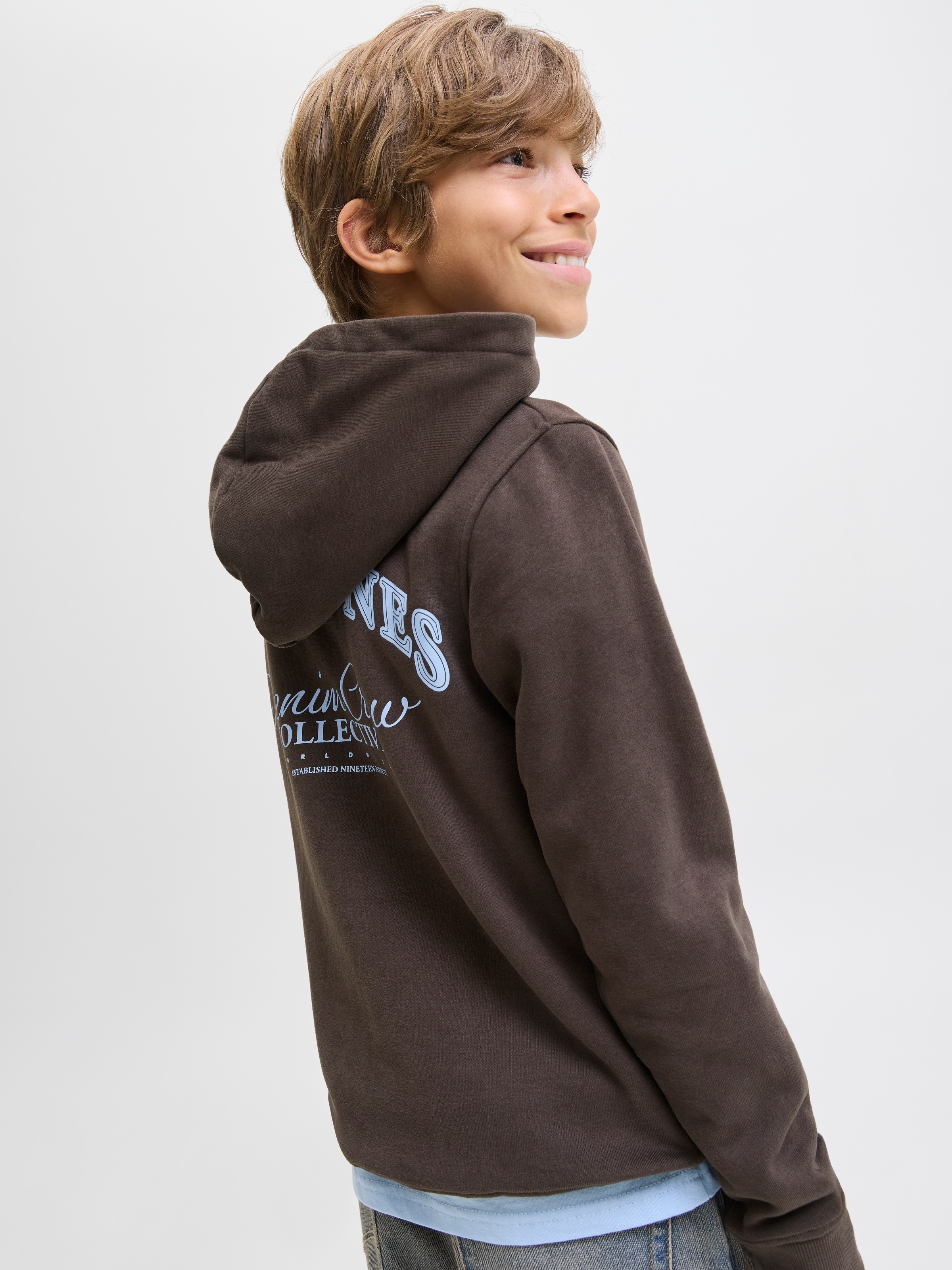Jack & Jones Junior Kapuzensweatshirt »JJEBRANDES BACKP RELAXED SWEAT H SN JNR«, Baumwollmischung, relaxed fit
