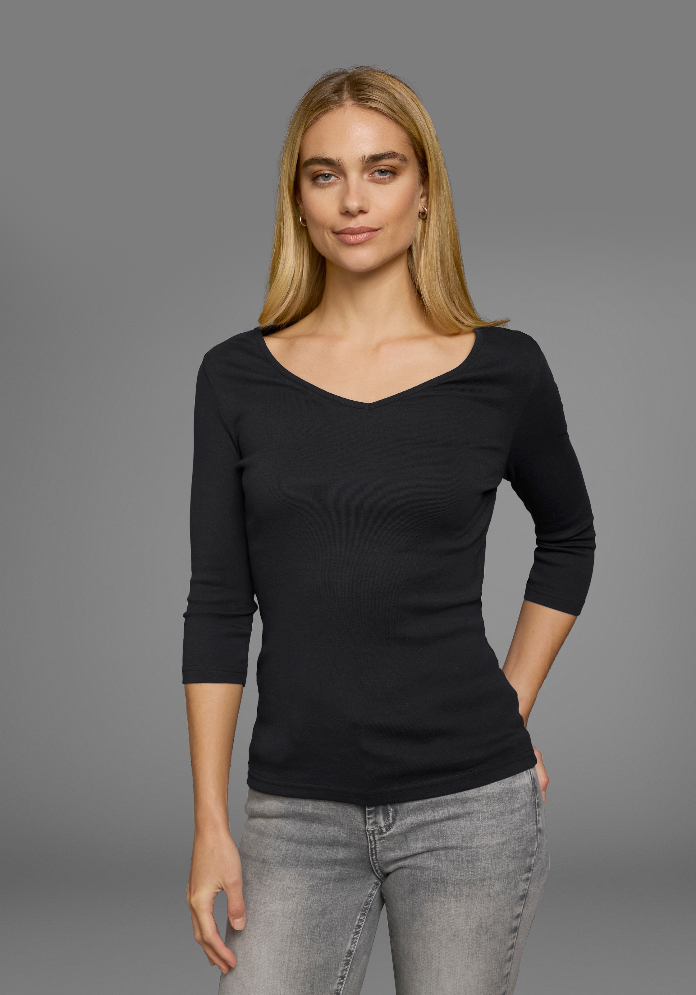 Flashlights V-Shirt, (Packung, 2 tlg., 2er-Pack), unifarben, V-Ausschnitt, Basic-Stil, aus Baumwolle, im 2er-Pack