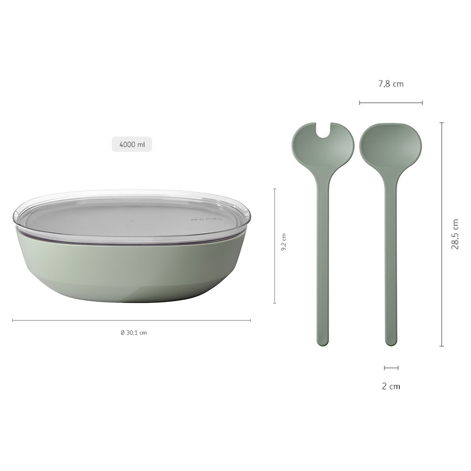 Mepal Schale »Servierschale mit Deckel & Salatbesteck Silueta 4000 ml«