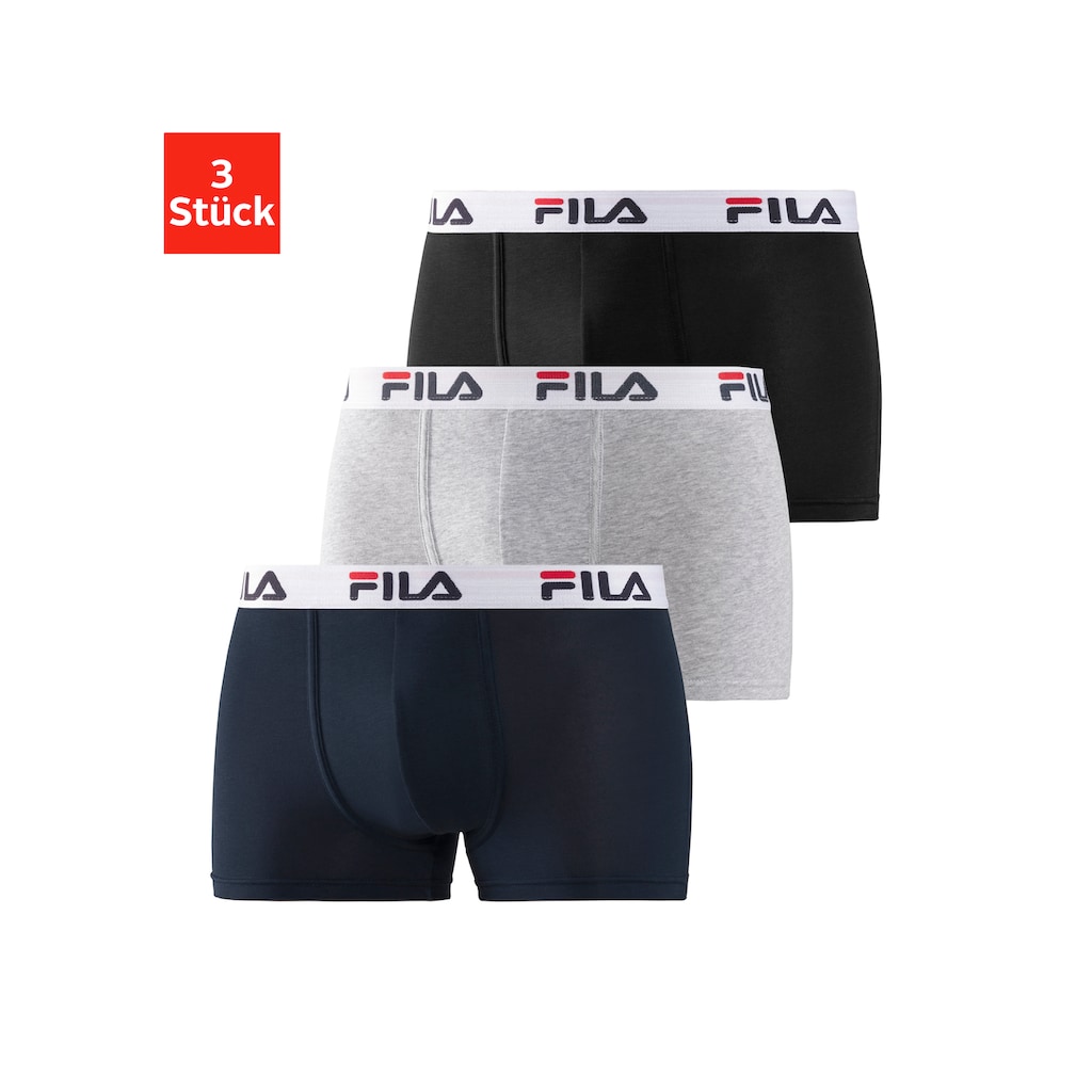 Fila Boxer, (Packung, 3 St.), mit Logo Schriftzug im Bund