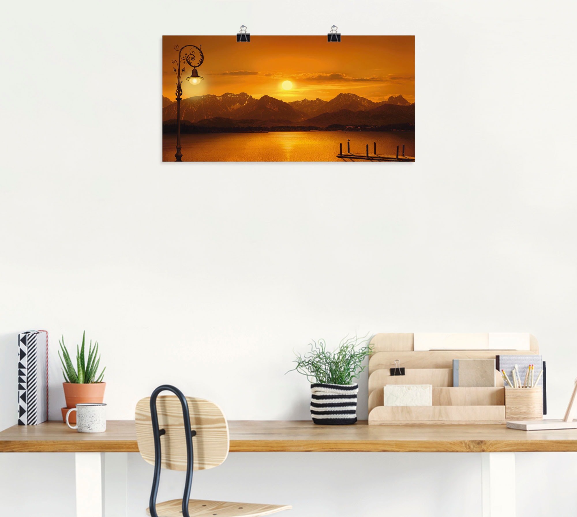 Artland Poster »Der Bergsee im Abendlicht«, Berge, (1 St.), als Leinwandbild, Wandaufkleber oder Poster in versch. Größen