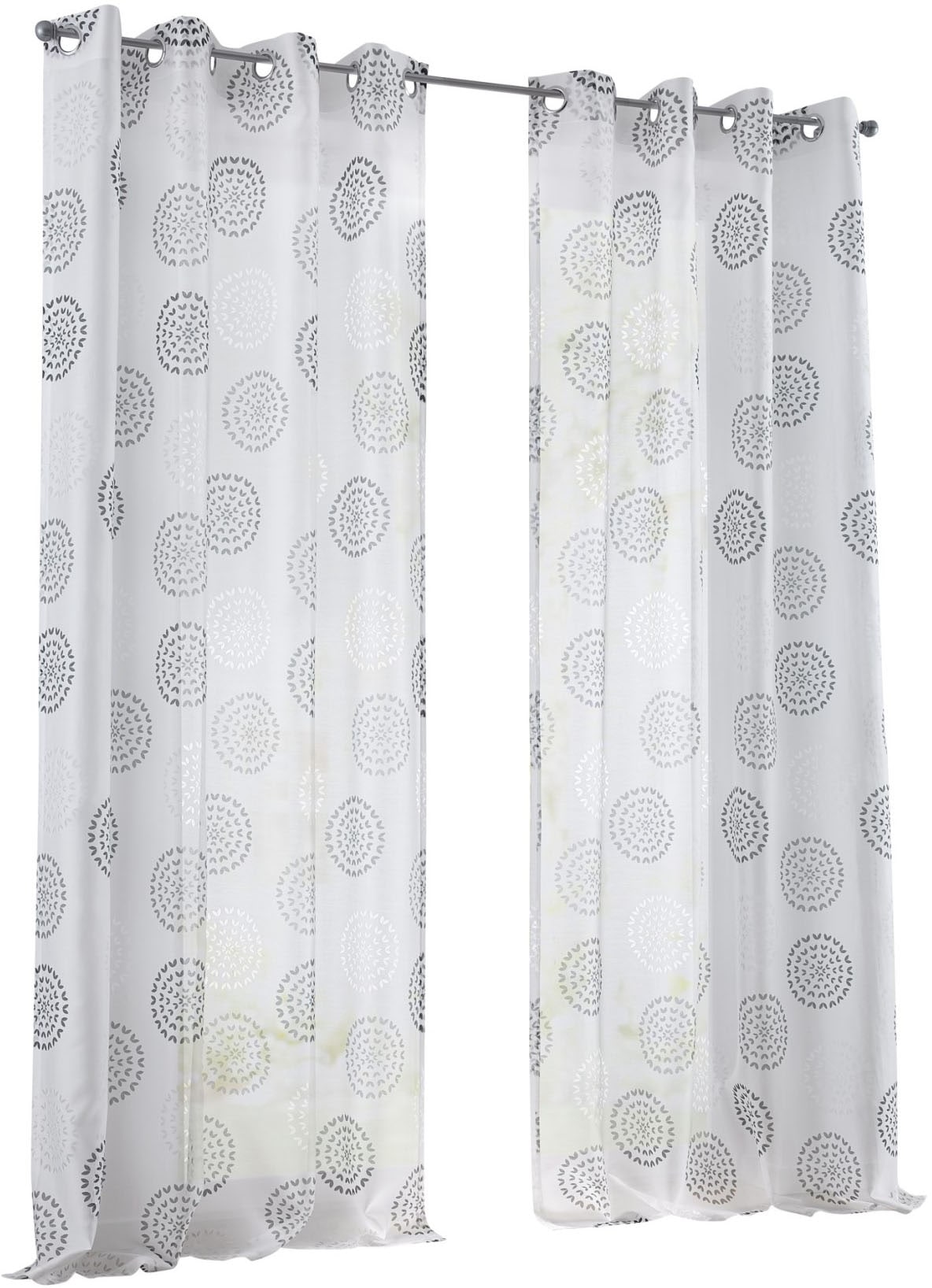 Kutti Vorhang »Bella«, (1 St.), Gardine, halbtransparent, Ausbrenner,  bedruckt, Baumwolle-Polyester