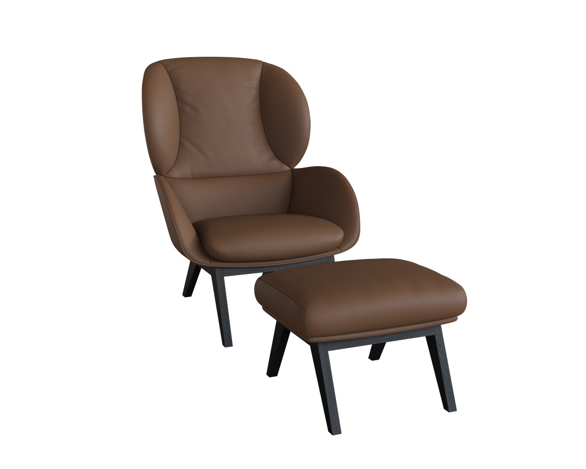 FLEXLUX Polsterhocker »Adria«, Fuß schwarz, Fußhocker für Ohrensessel