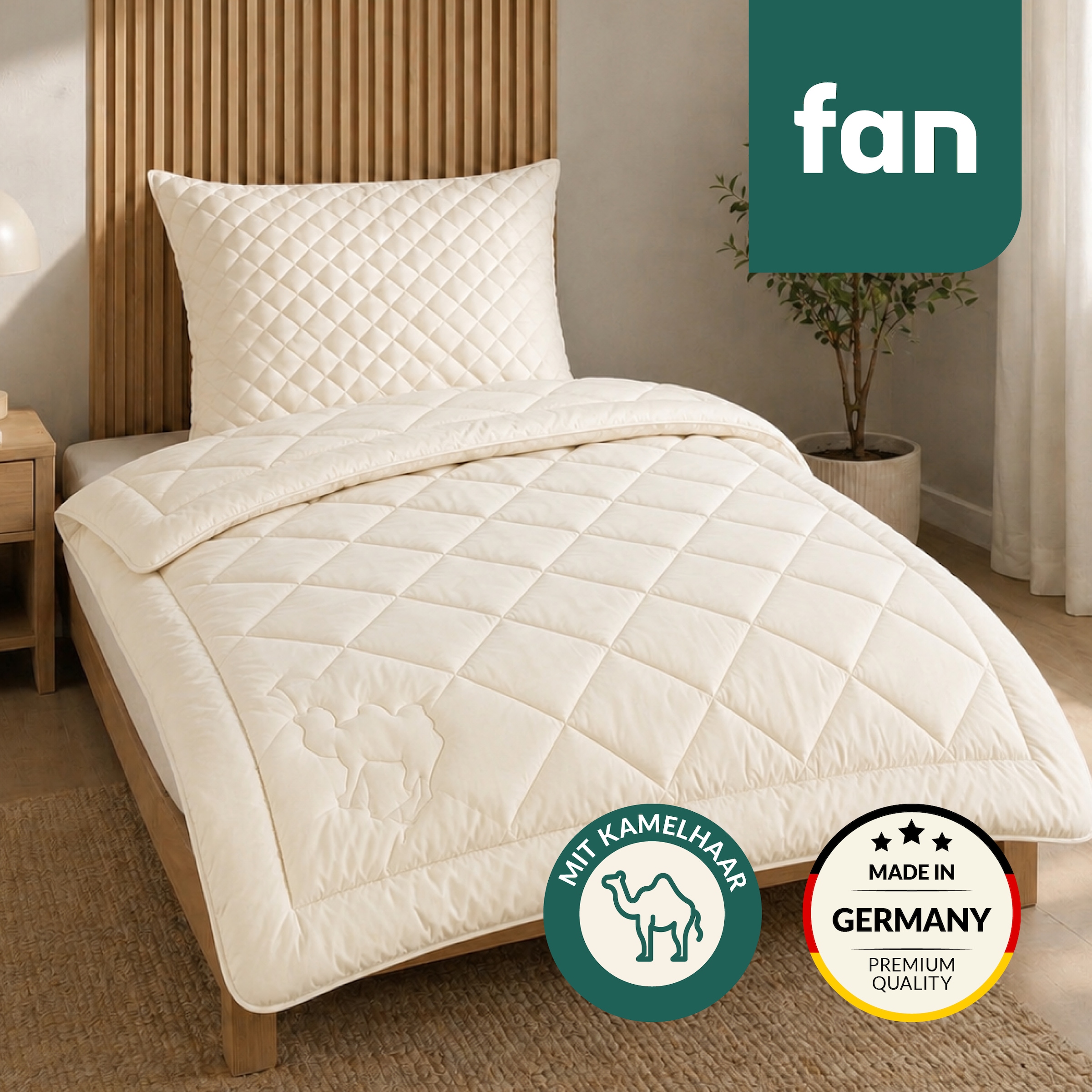 fan Naturhaarbettdecke "Gobi, Bettdecken für Sommer und Winter, temperaturausgleichend" warm Füllung Kamelhaar Bezug Baumwolle 1 Stk. tlg. Klimatisierende Kamelhaar-Füllung - Made in Germany