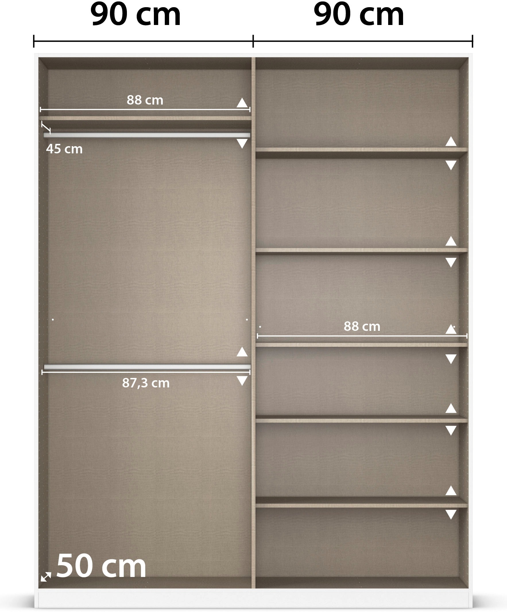 rauch Drehtürenschrank »Kleiderschrank Kleiderschränke Schrank Garderobe AGORDO mit Glasfront«, (in zwei Griff-Farben, Breiten 91-360 cm), durchdachte Innenausstattung, in 7 Breiten und 2 Höhen MADE IN GERMANY