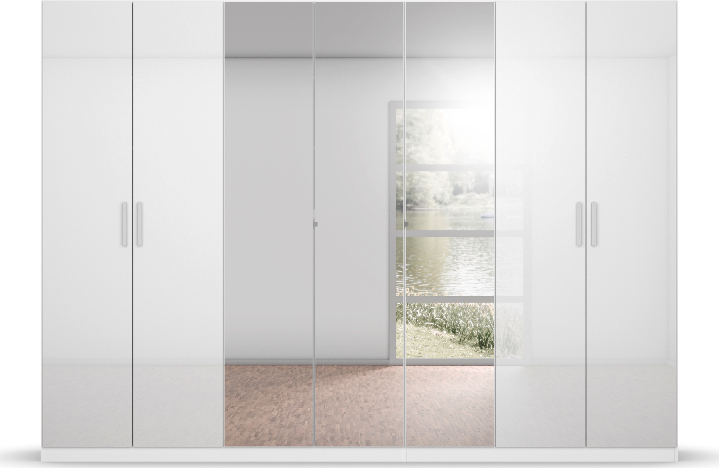 rauch Drehtürenschrank »Kleiderschrank Schrank Garderobe KOLUNA Hochglanz-Front und Spiegel«, (Breiten 181/226/271/315 cm Höhen 210/229 cm), Hochglanzfront mit Spiegel, inkl. 2 Innenschubladen sowie extra Böden