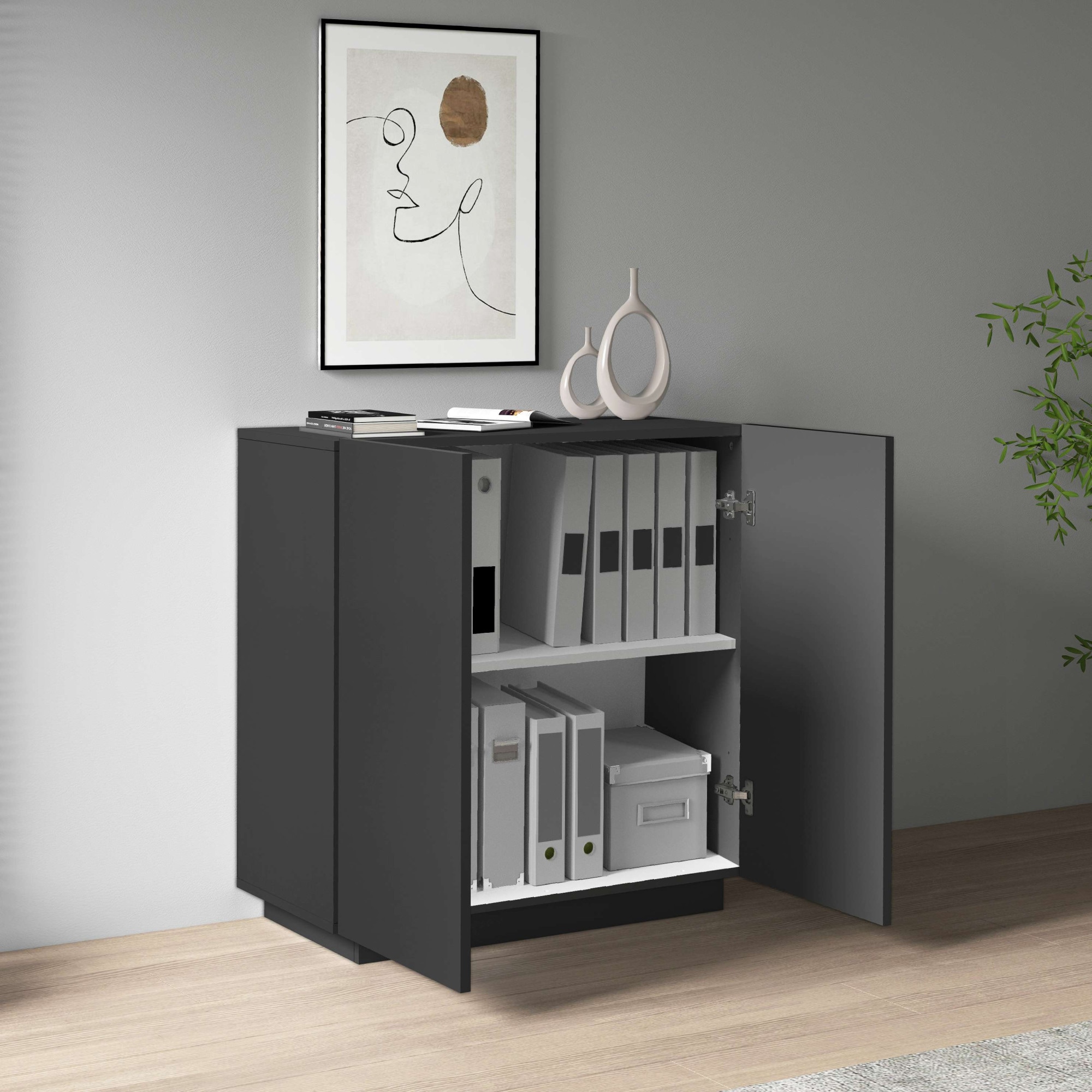 INOSIGN Aktenschrank »Essential, Mehrzweckschrank, Büroschrank mit 2 Türen«, & verstellbaren Einlegeböden, Höhe 86 oder 166 cm, Made in Italy