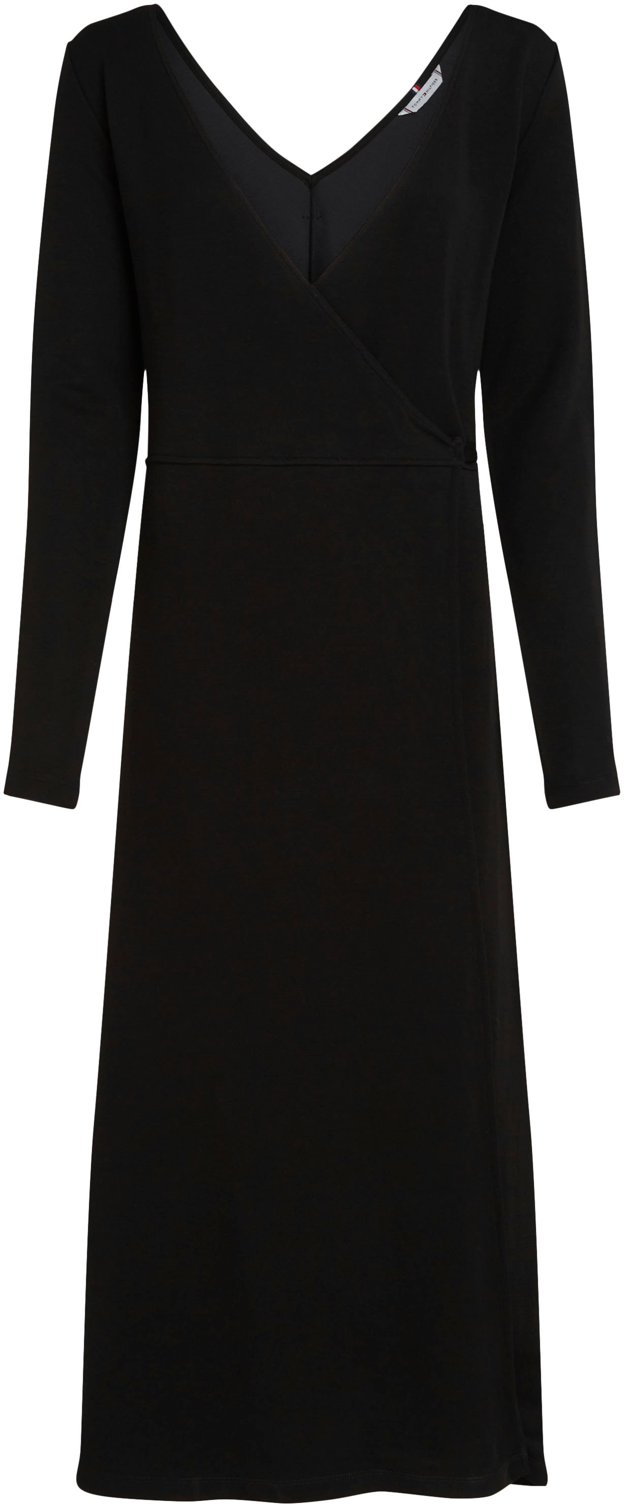 Tommy Hilfiger Wickelkleid »F&F WRAP MIDI DRESS LS«, mit Bindeband