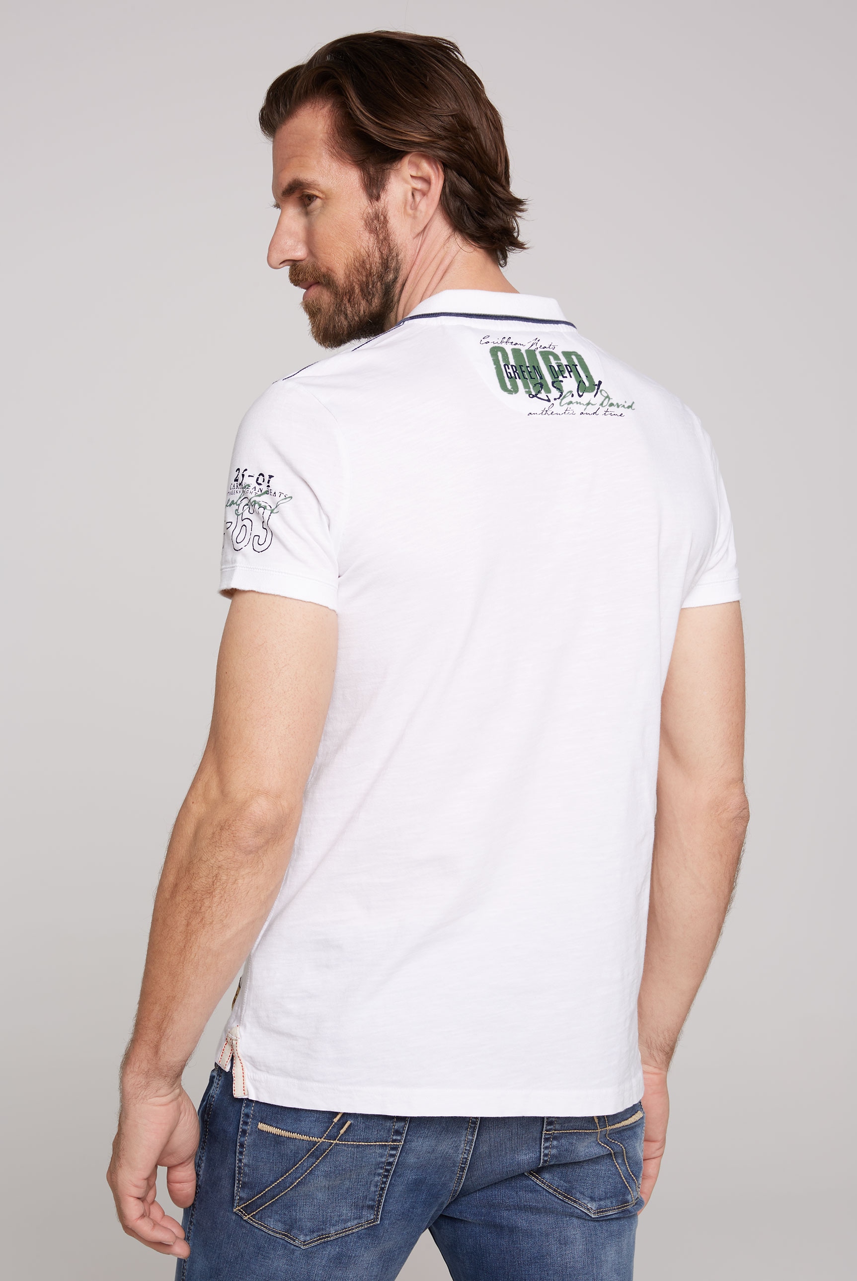 CAMP DAVID Poloshirt, mit Front- und Backprint