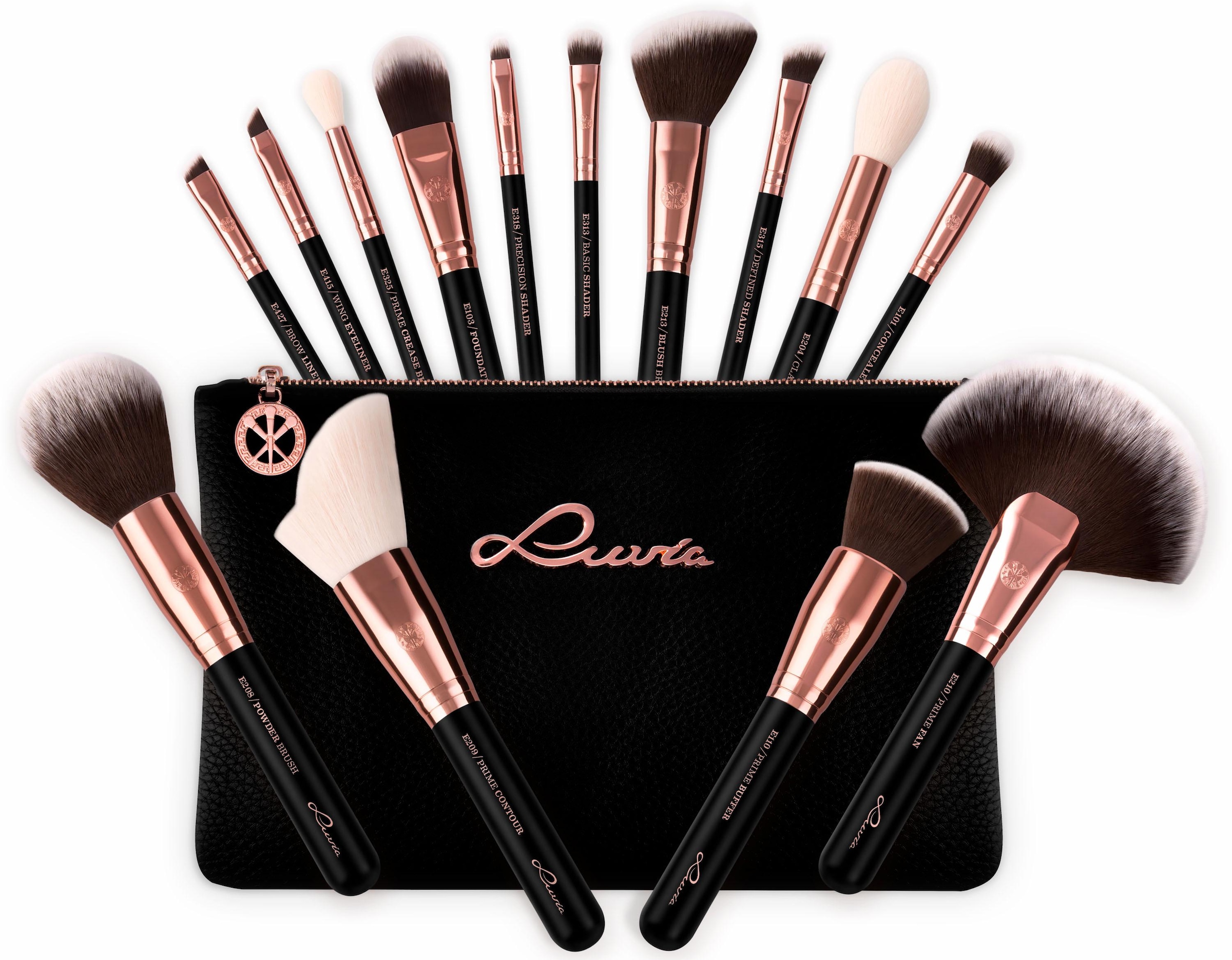 Luvia Cosmetics Kosmetikpinsel-Set vegan Pinseltasche), Black (15 ♕ - inkl. tlg., Diamond«, Brushes bei »Essential