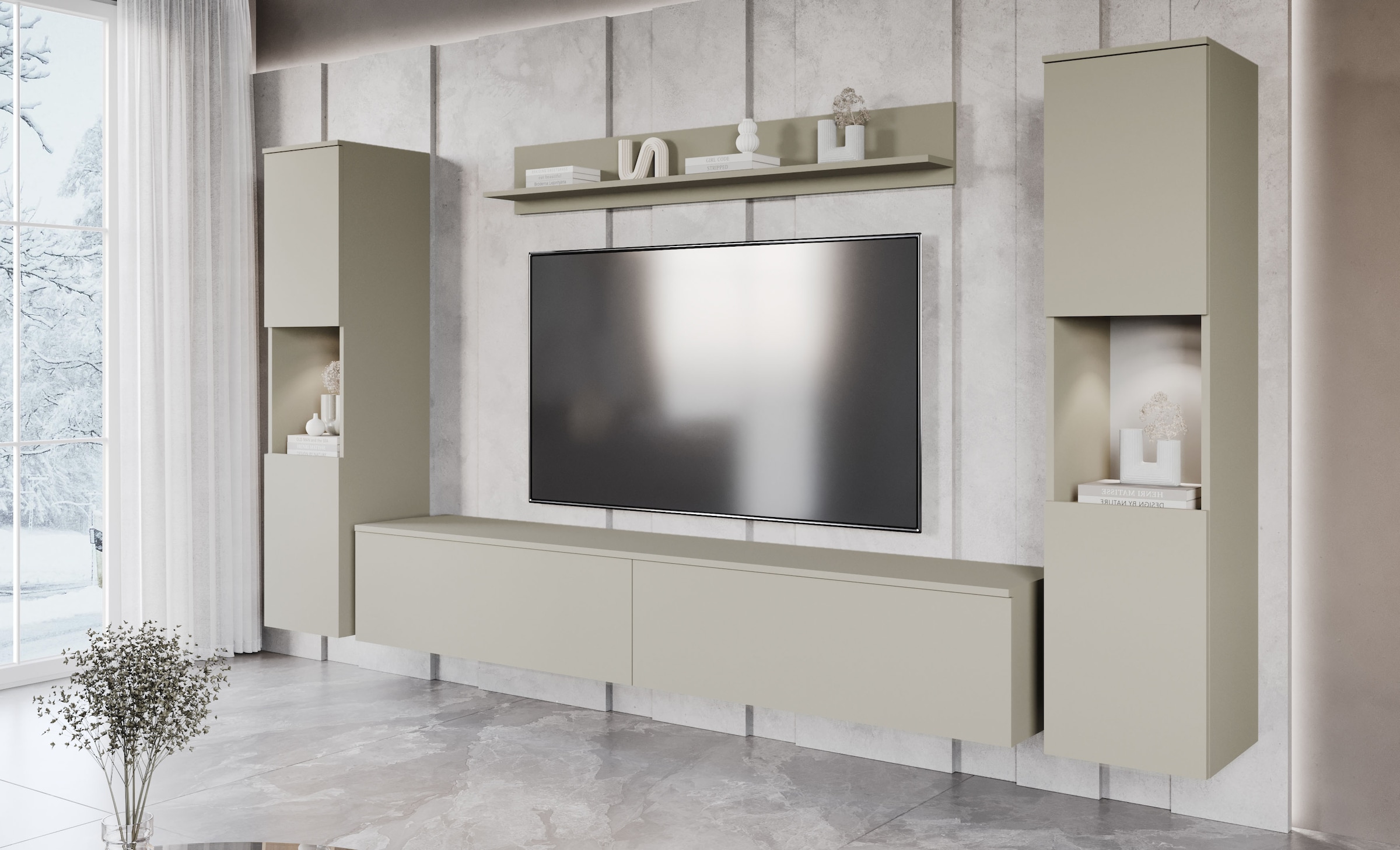 INOSIGN Wohnwand »PARIS, Vitrine Türanschlag links/rechts wechselbar« Komplett-Set, 4 Stk. tlg.