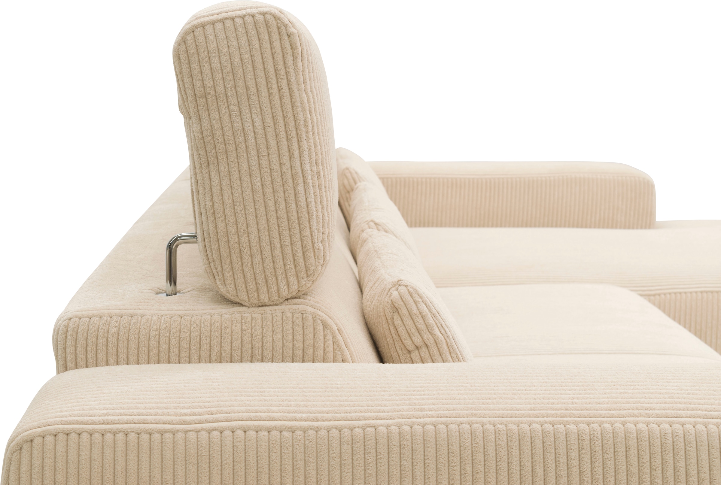 DOMO collection Ecksofa »Brandon B/T: 289/177 cm, belastbar bis 140kg/ Sitz, L-Form«, ohne Sitztiefenverstellung, Cord, creme