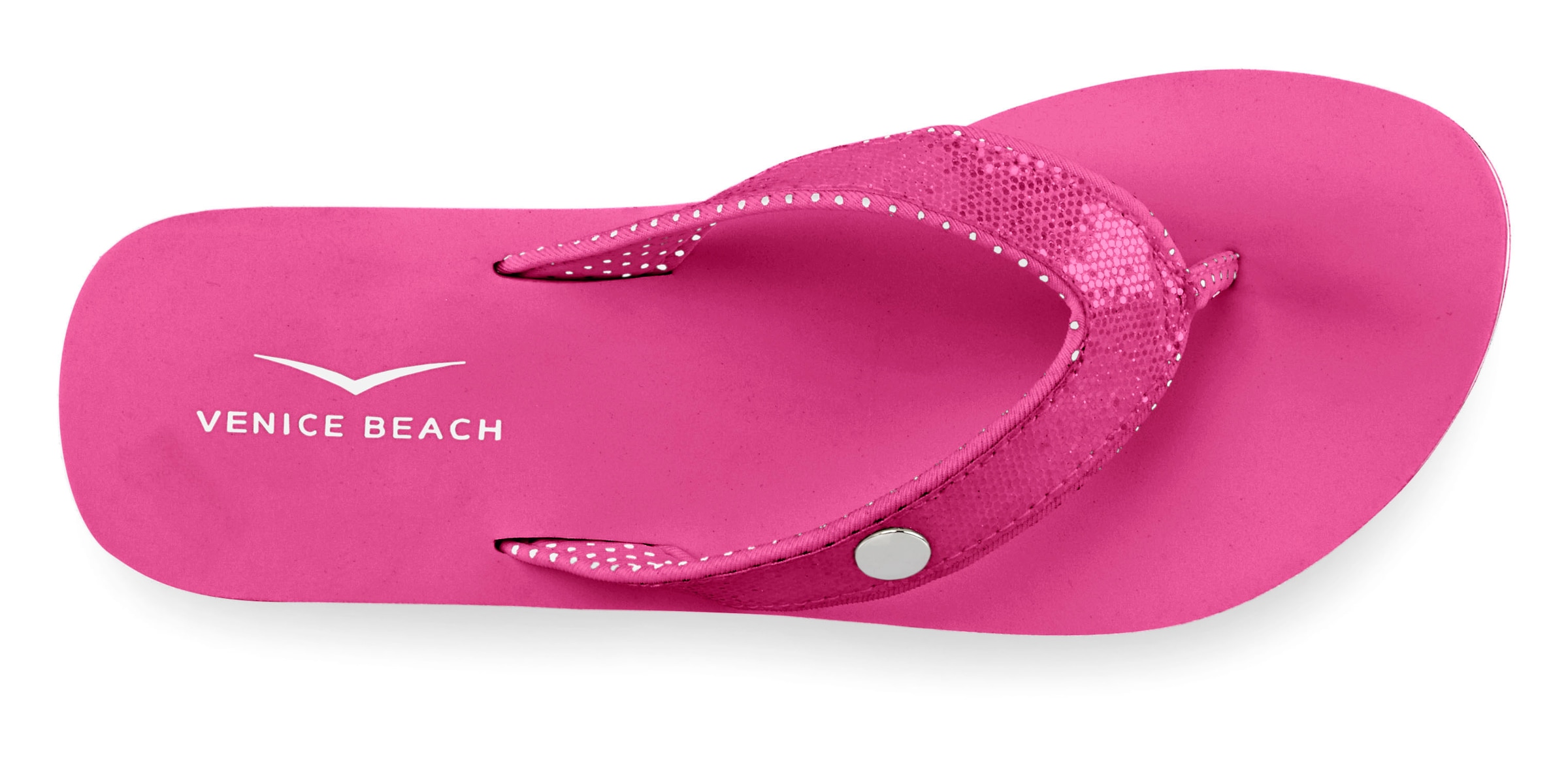 Venice Beach Badezehentrenner, Sandale, Pantolette, Badeschuh ultraleicht mit Glitzerband VEGAN