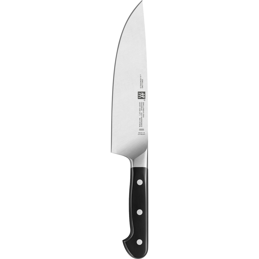 Zwilling Messer-Set »Pro«, (Set, 3 tlg., Spick- &Garniermesser (11 cm),Fleischmesser (20 cm)Kochmesser (20 cm), Edelstahl 18/10, aus einem Stück geschmiedet