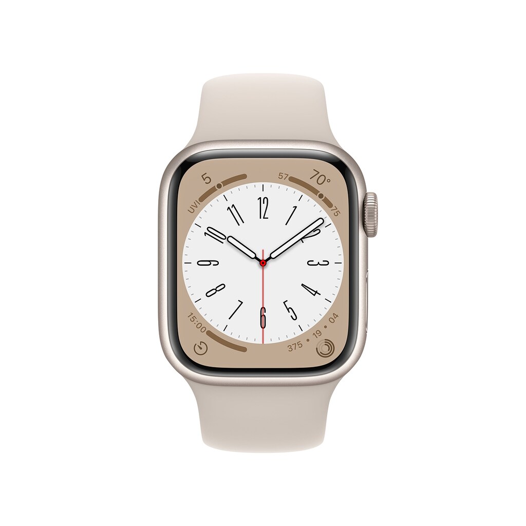 Apple Watch Series 8 GPS, 41 mm Aluminiumgehäuse Polarstern, Sportarmband Polarstern