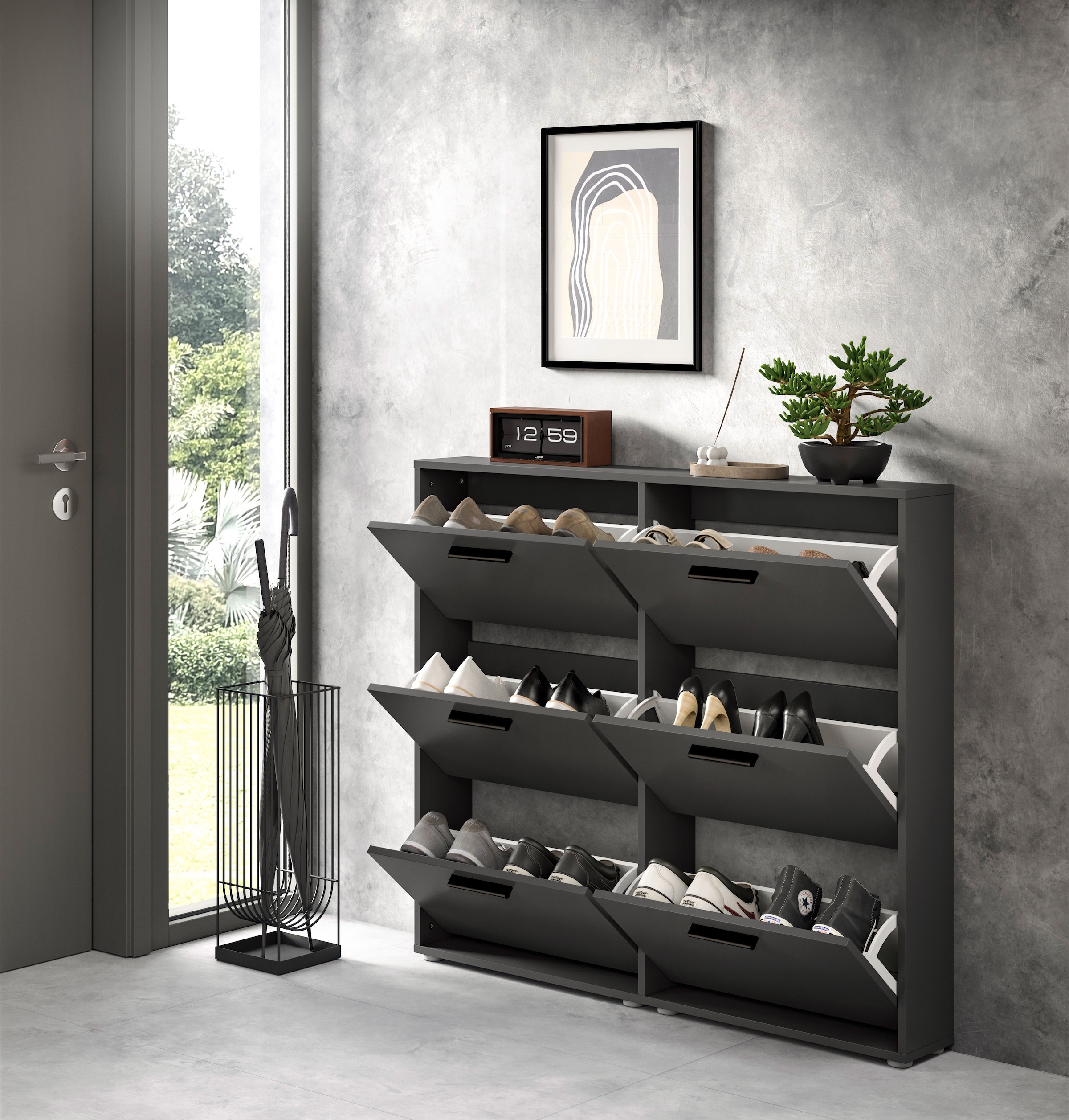 HBZ Schuhkipper »Sam Schuhkipper, Schuhschrank BxHxT 116x103x17 cm«, (1 St.), mit 6 Klappen