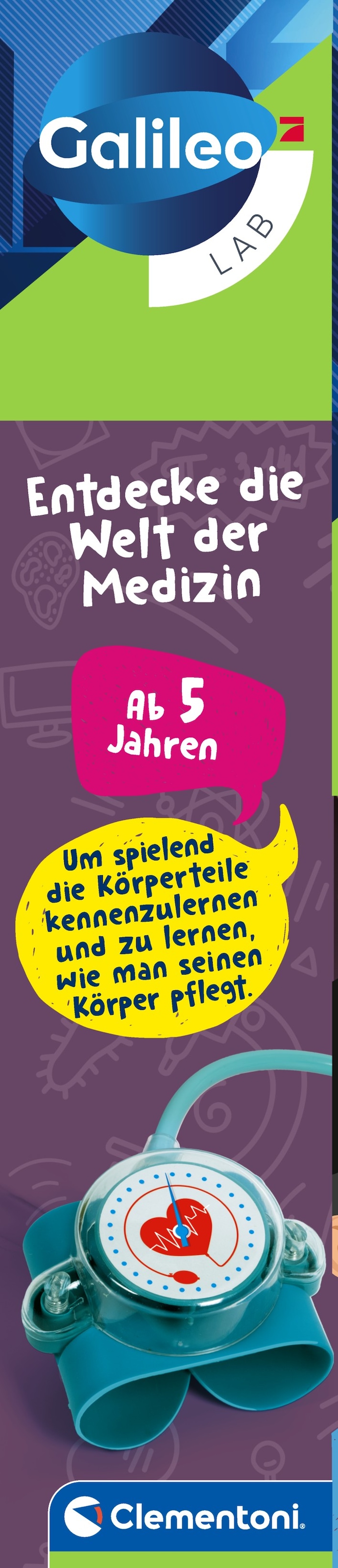 Clementoni® Experimentierkasten »Galileo, Entdecke die Welt der Medizin« Made in Europe