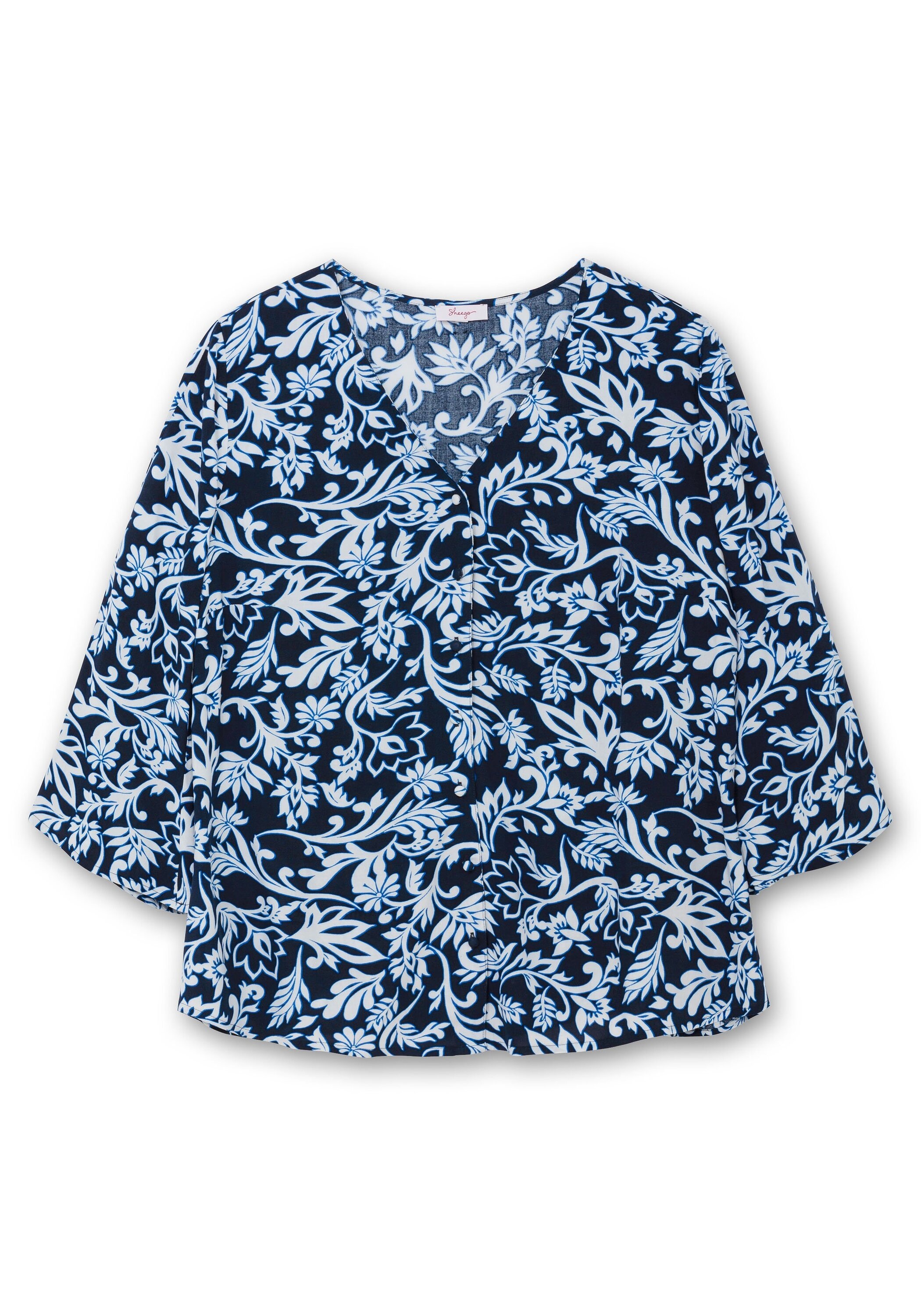 Sheego Druckbluse »Bluse mit 3/4-Trompetenärmeln«