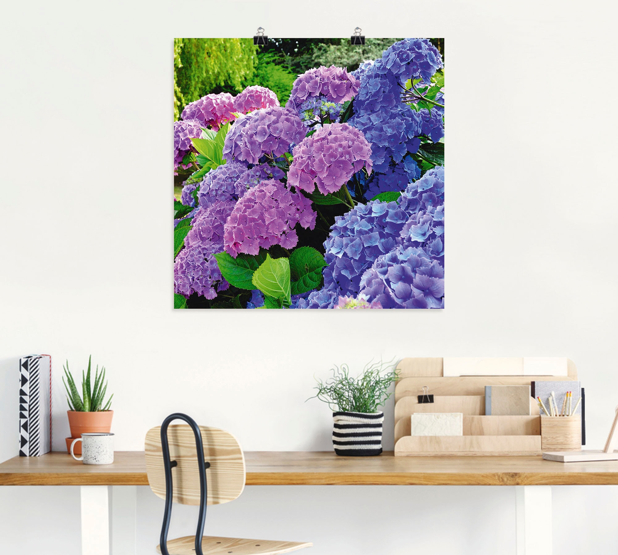 Artland Wandbild »Hortensien im Garten«, Leinwandbild, Wandaufkleber Poster Blumen, auf kaufen Alubild, versch. Raten als (1 in St.), Größen oder