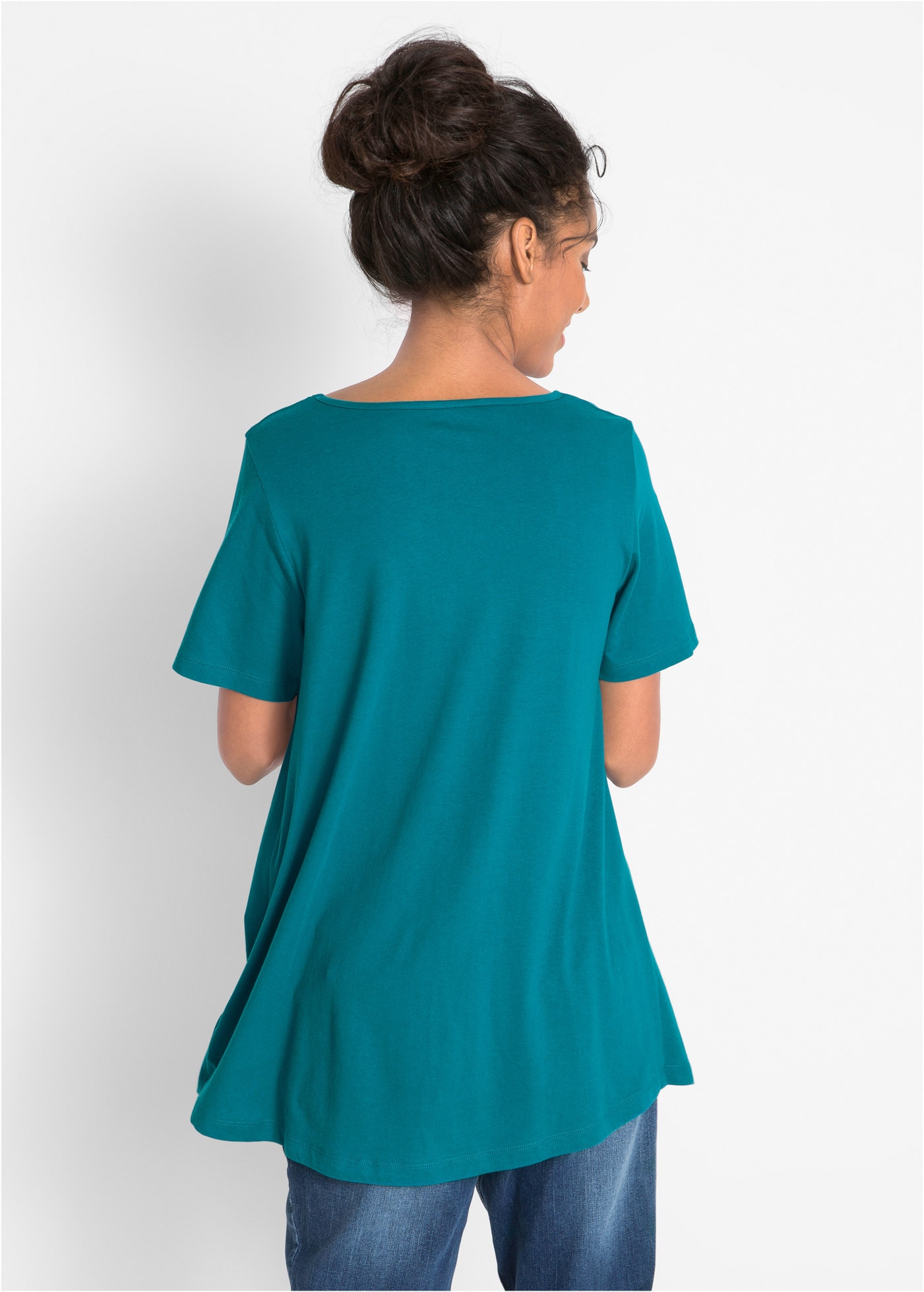 bonprix T-Shirt »T-Shirt in A-Linien-Form, kurzarm« dezente A-Linie, Kurzarm, aus Baumwolle und Viskose