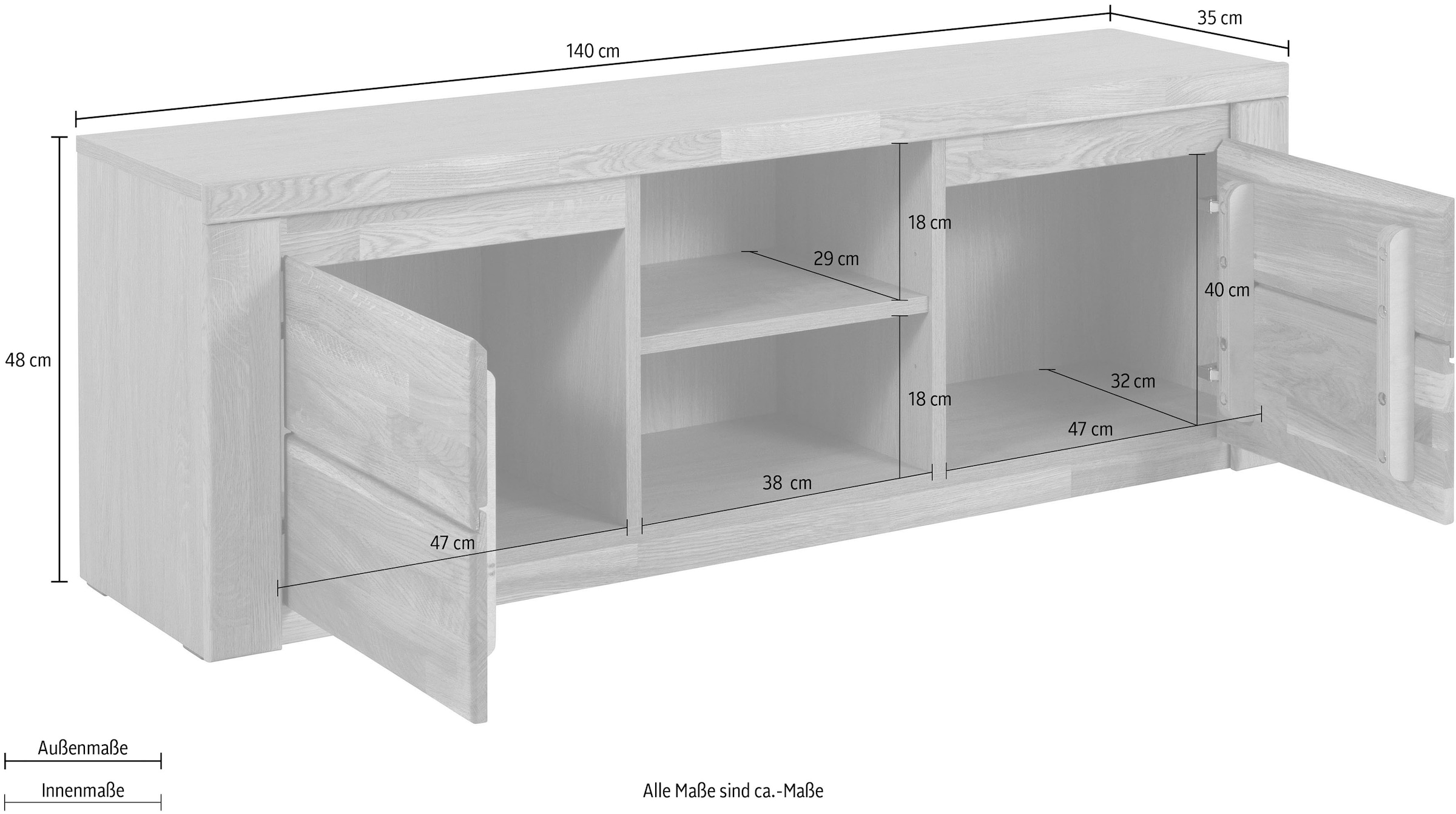 Home affaire Lowboard »Burani«, grifflose Optik