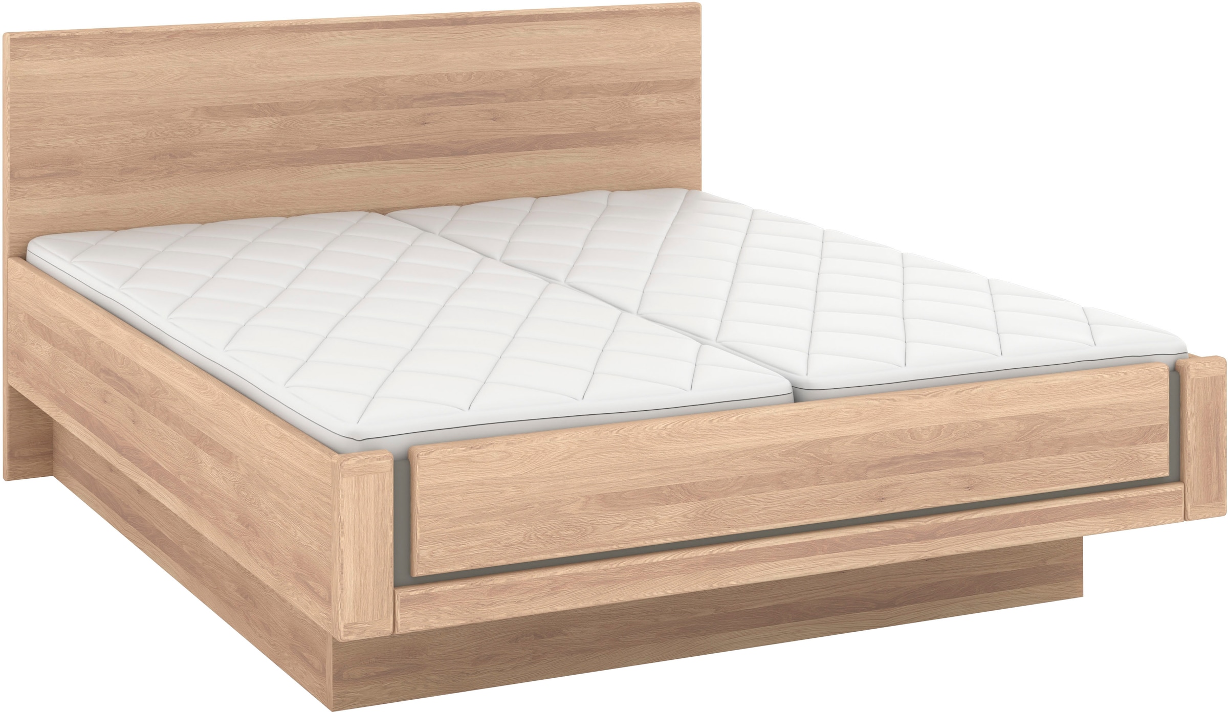 Musterring Holzbett »Sorrent, Bettgestell, Bettrahmen, teilmassiv Eiche«, (MADE IN GERMANY), Eiche teilmassiv, Liegehöhenverstellung, in schwebender Optik