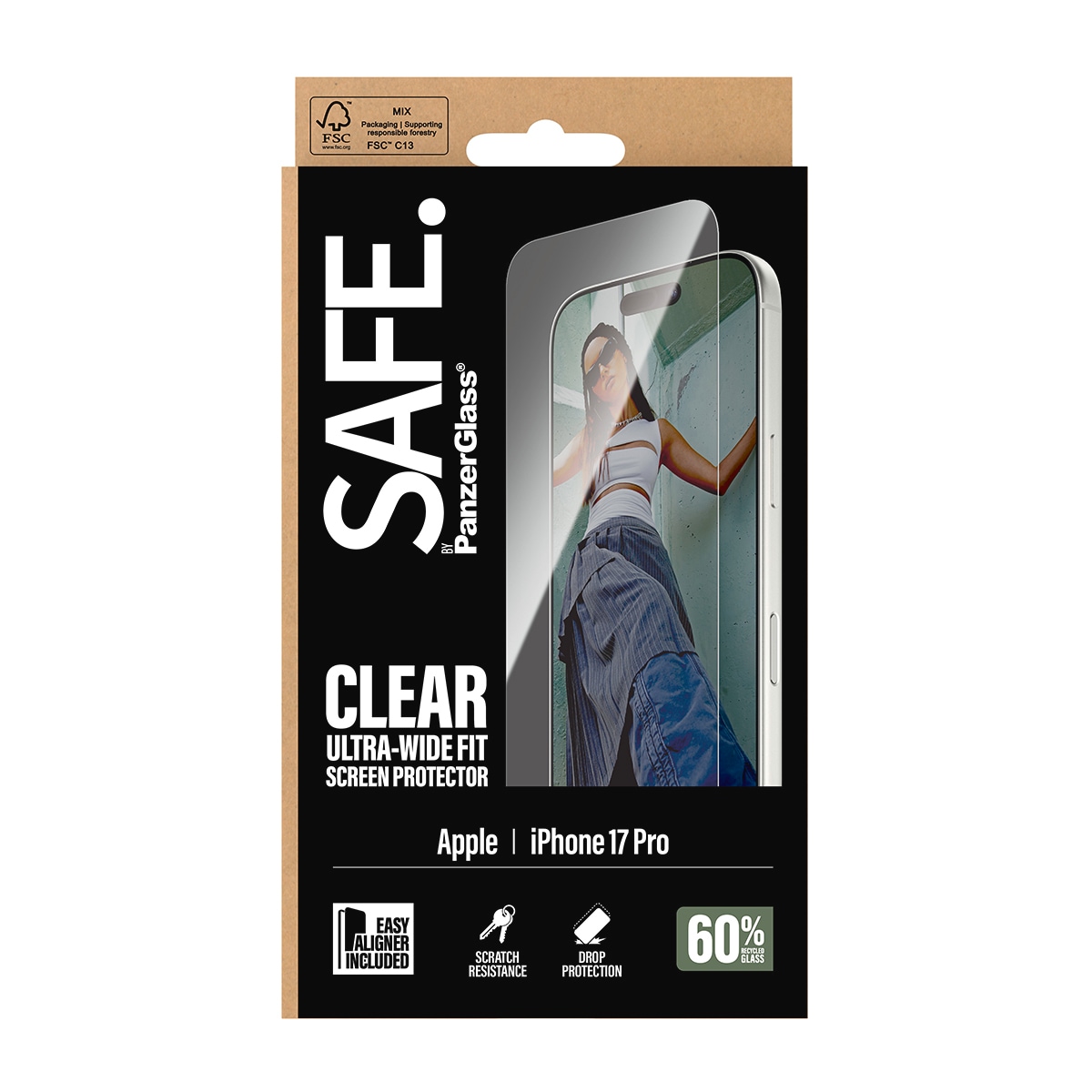 SAFE by PanzerGlass Displayschutzglas »Ultra-Wide Fit Screen Protector« für Apple iPhone 17 Pro Displayschutzfolie, Schutzfolie, Bildschirmschutz, kratz- & stoßfest