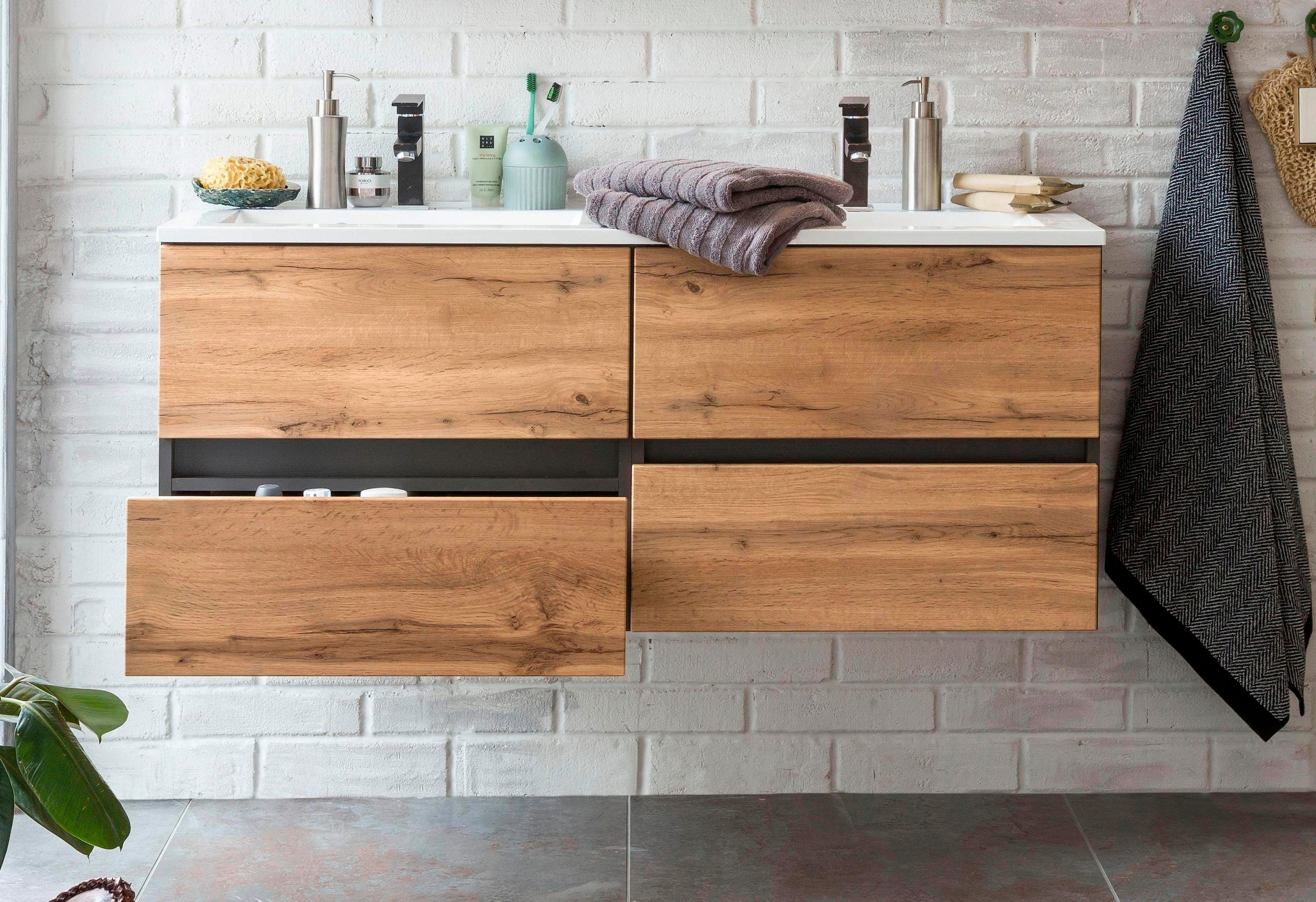 welltime Waschbeckenunterschrank »Lucca«, Badmöbel, Waschtisch inkl. Waschbecken, Breite 120 cm
