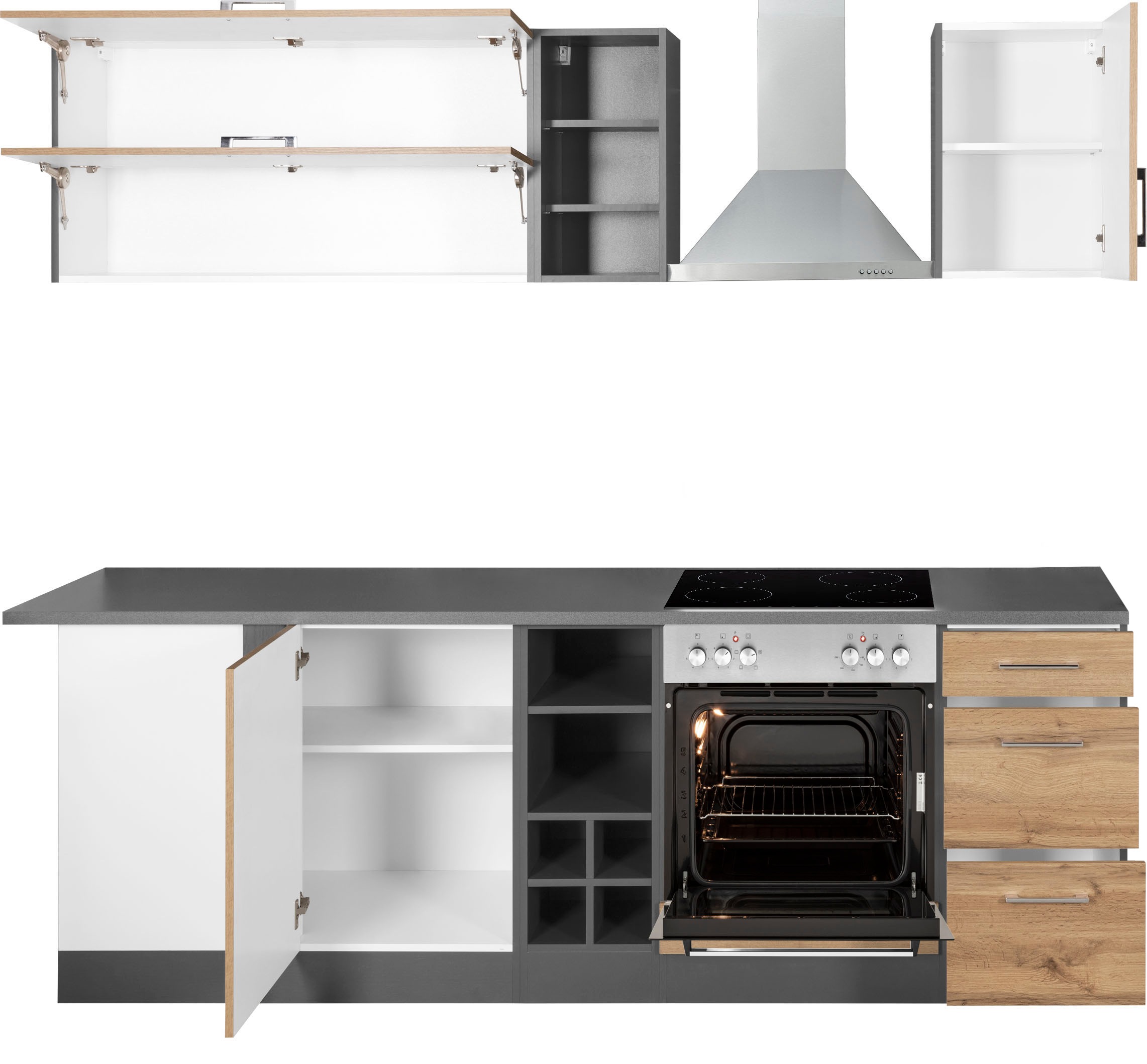 KOCHSTATION Winkelküche »KS-Colmar« mit E-Geräten, Stellbreite 210/240 cm