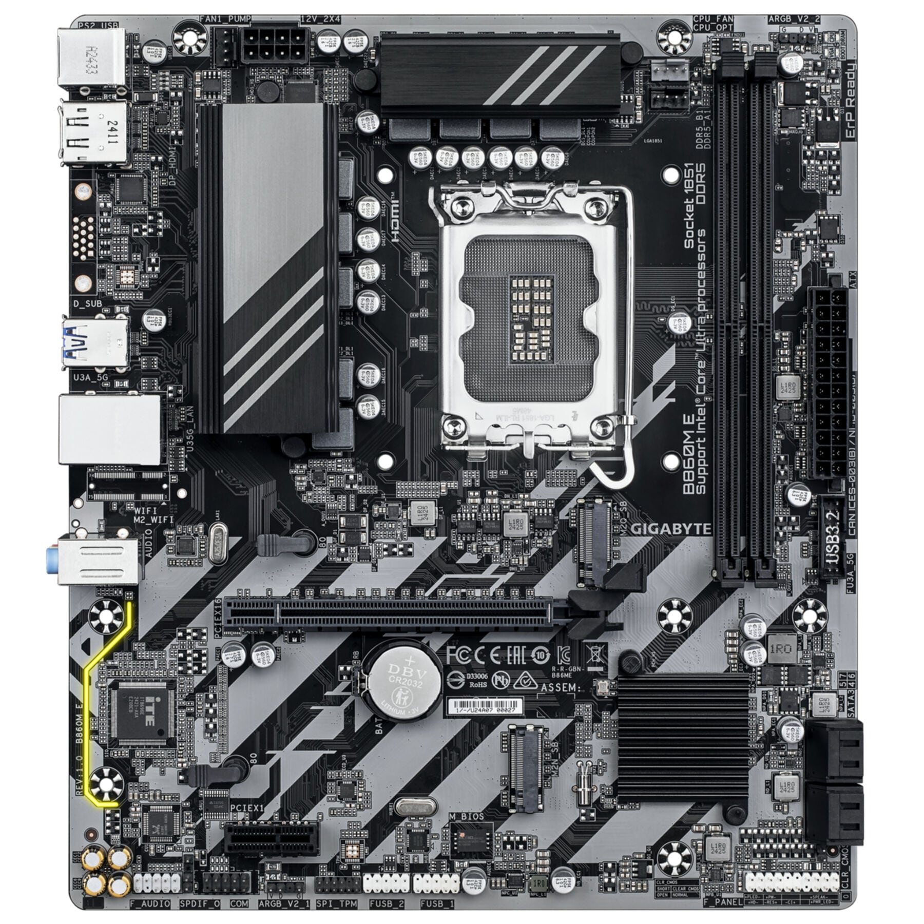 Gigabyte Mainboard »B860M E Mainboard - Intel Core Ultra Series CPUs, 4+1+2 Phasen VRM, bi«