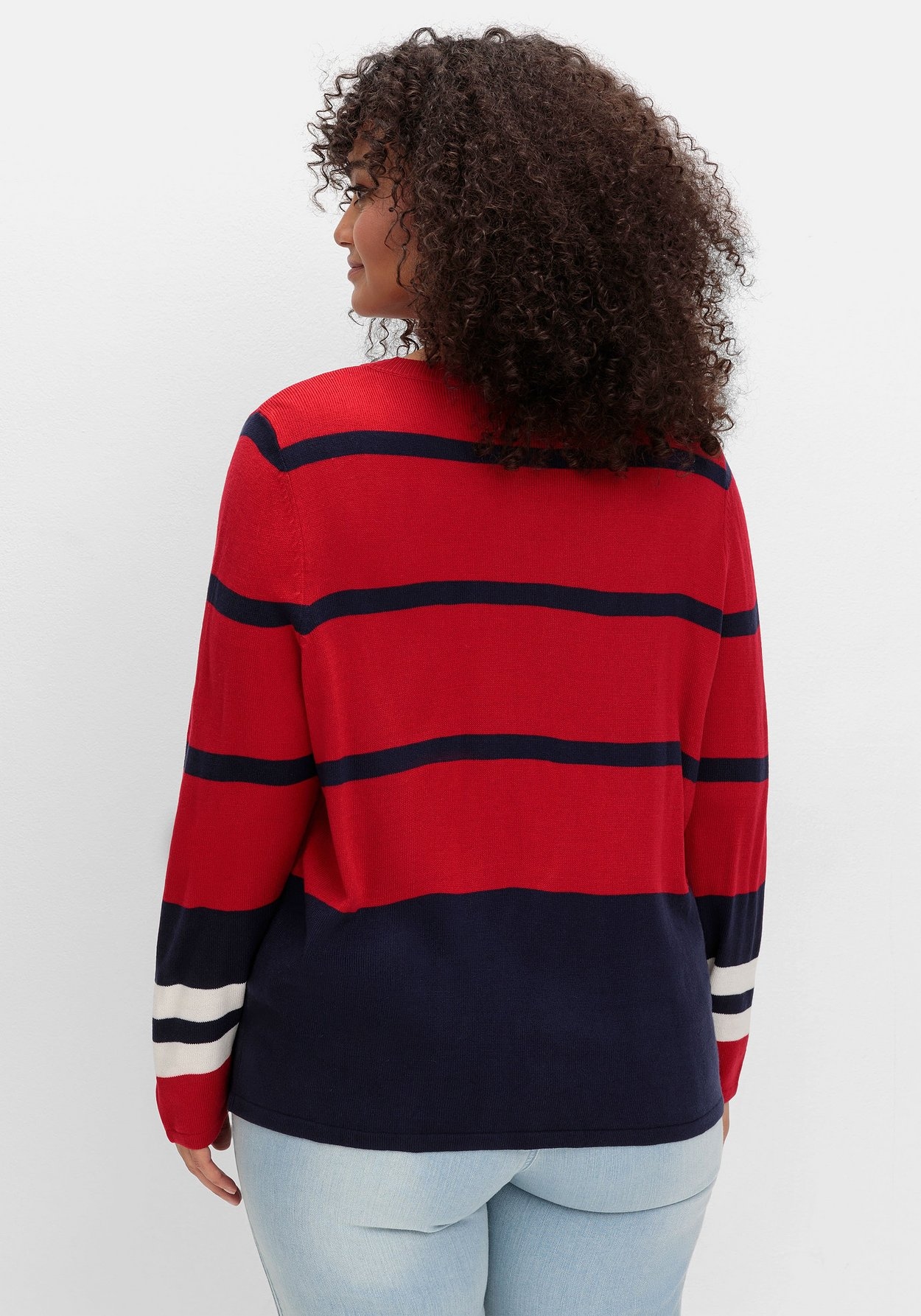 Sheego Rundhalspullover »Pullover im Colourblocking-Streifenmix«